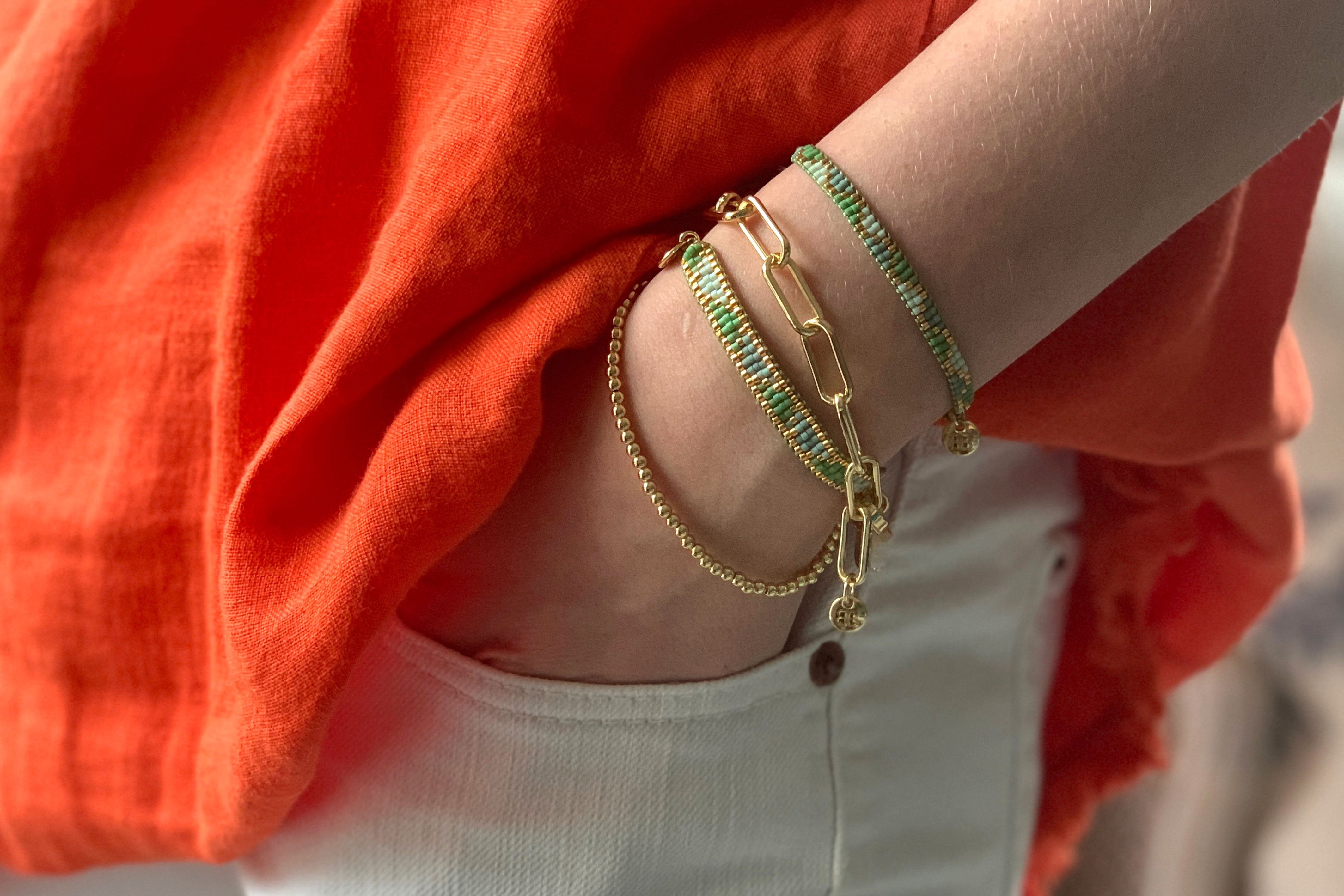 Okayama Green 4 Layered Bracelet Stack - Boho Betty