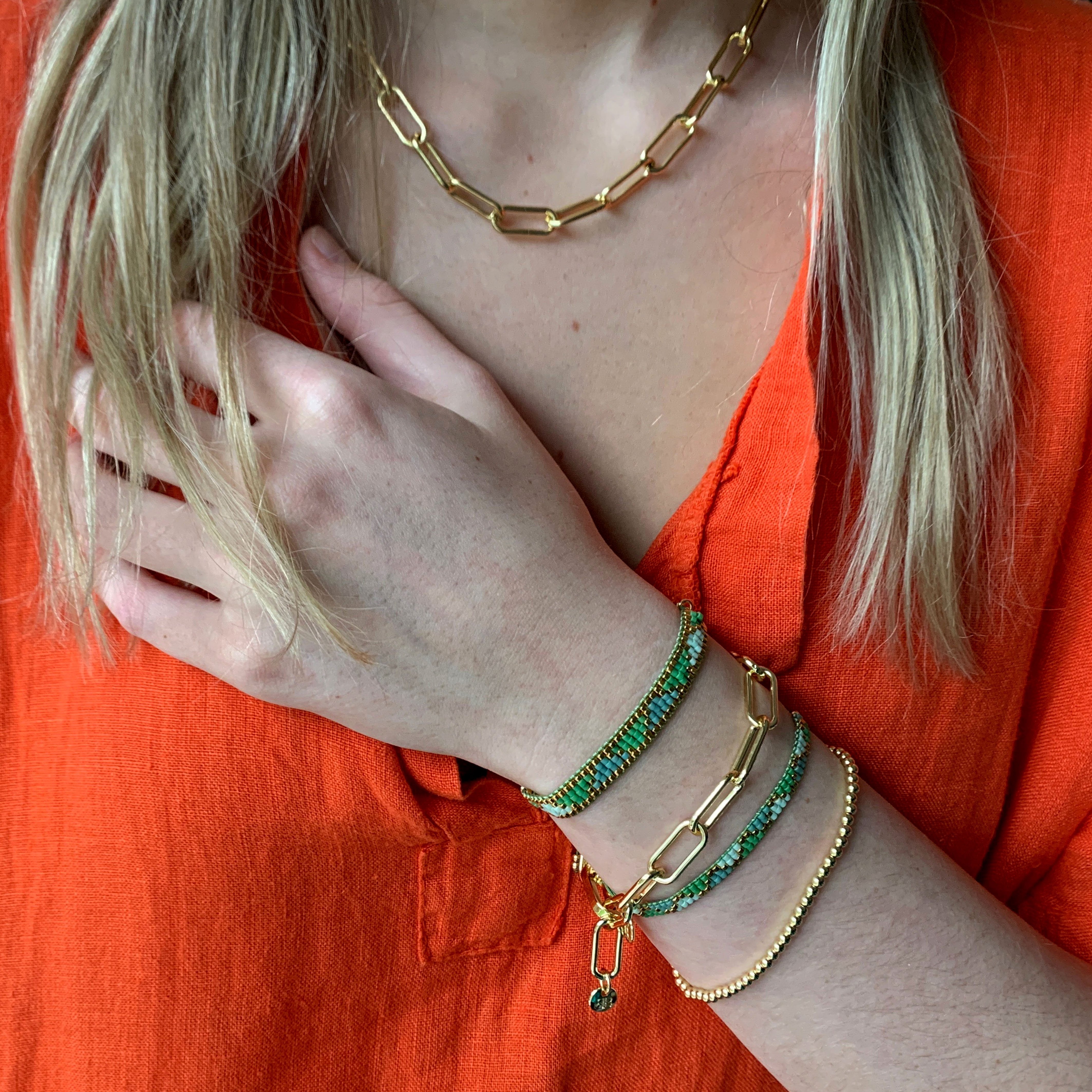 Okayama Green 4 Layered Bracelet Stack - Boho Betty