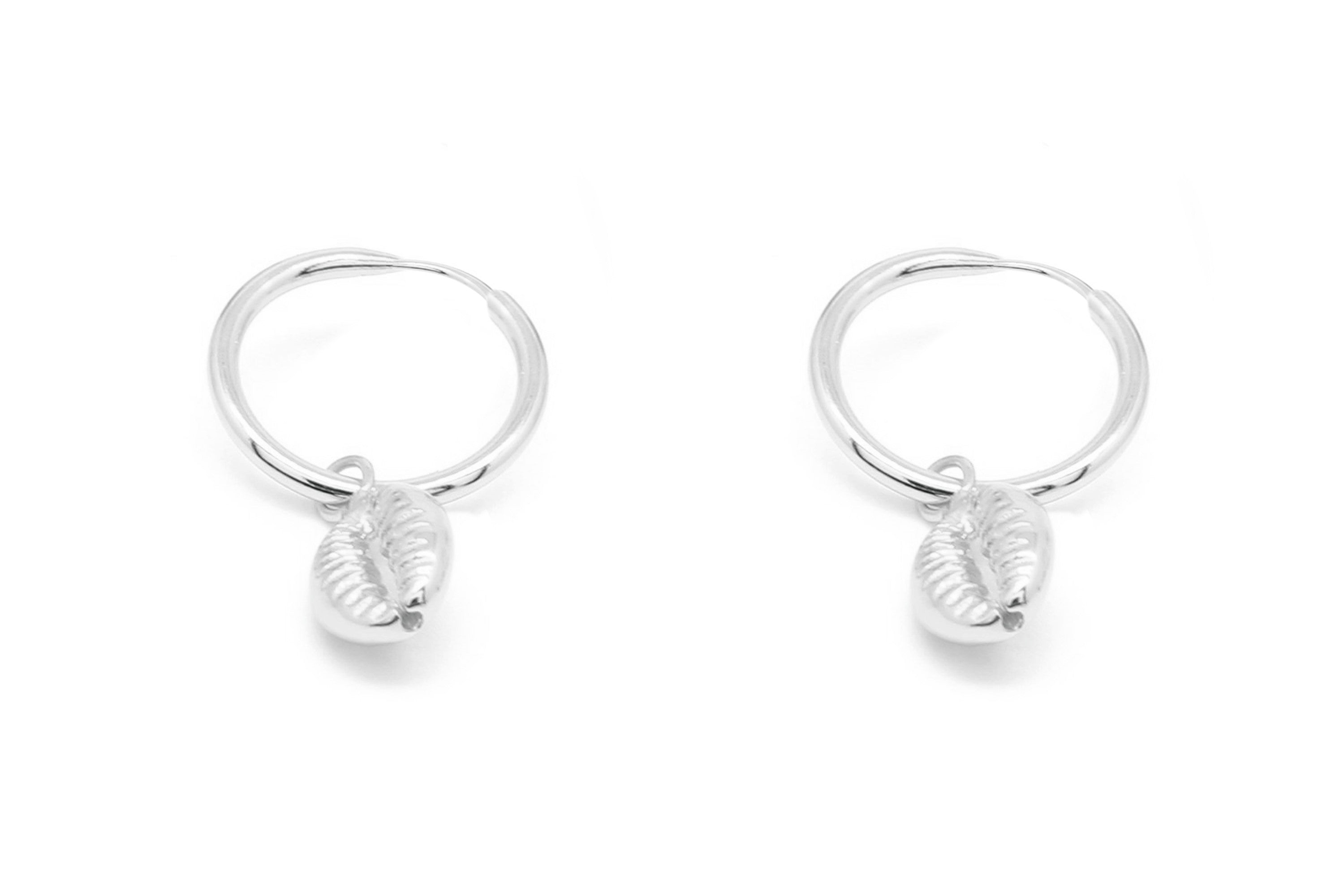 Tatyana Silver Shell Full Hoop Earrings - Boho Betty