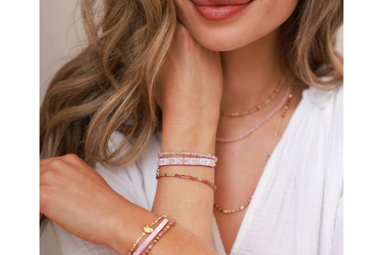 Portrait Pink Beaded Friendship Bracelet