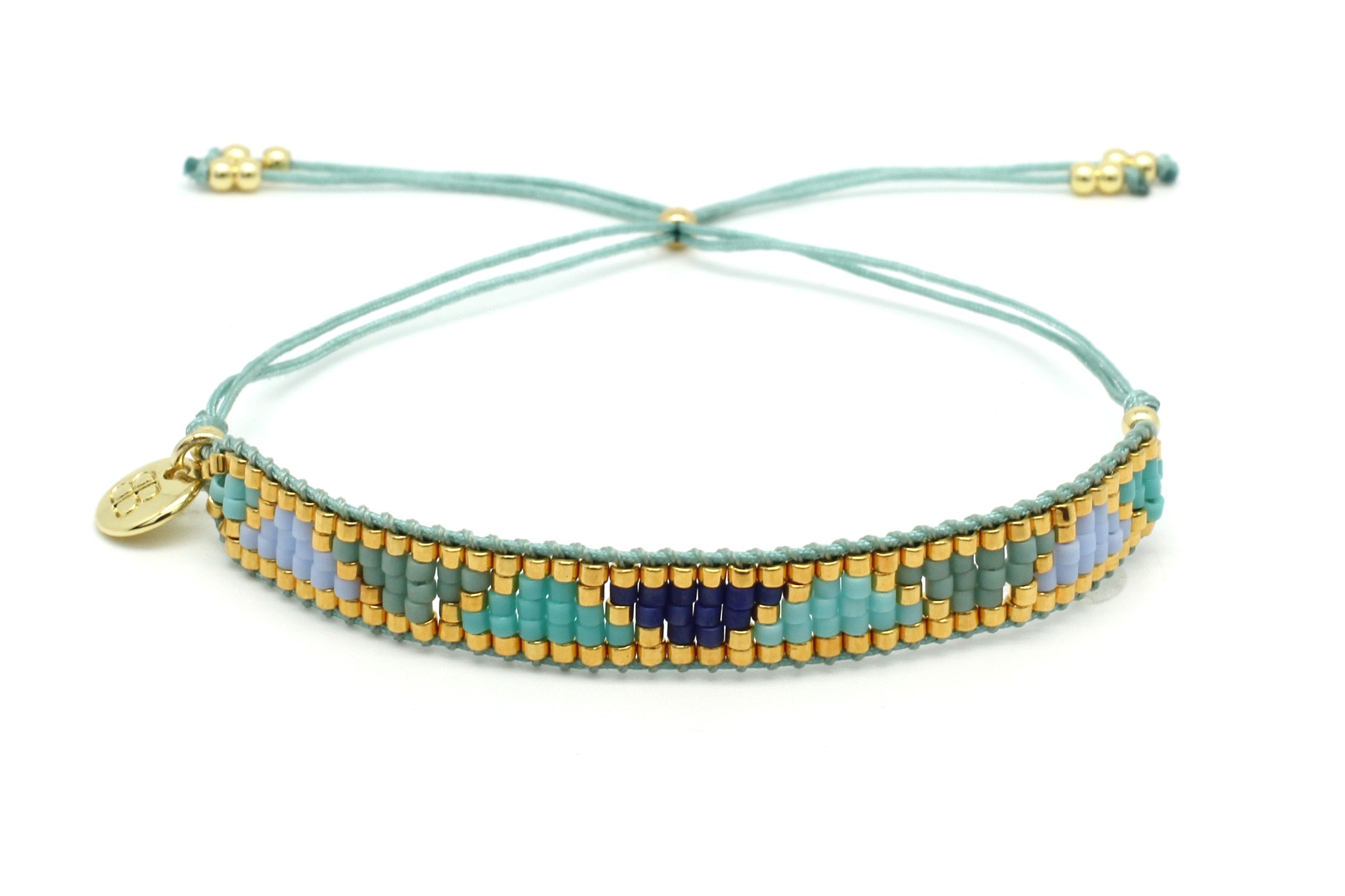 Venus Point Blue & Gold Beaded Bracelet - Boho Betty