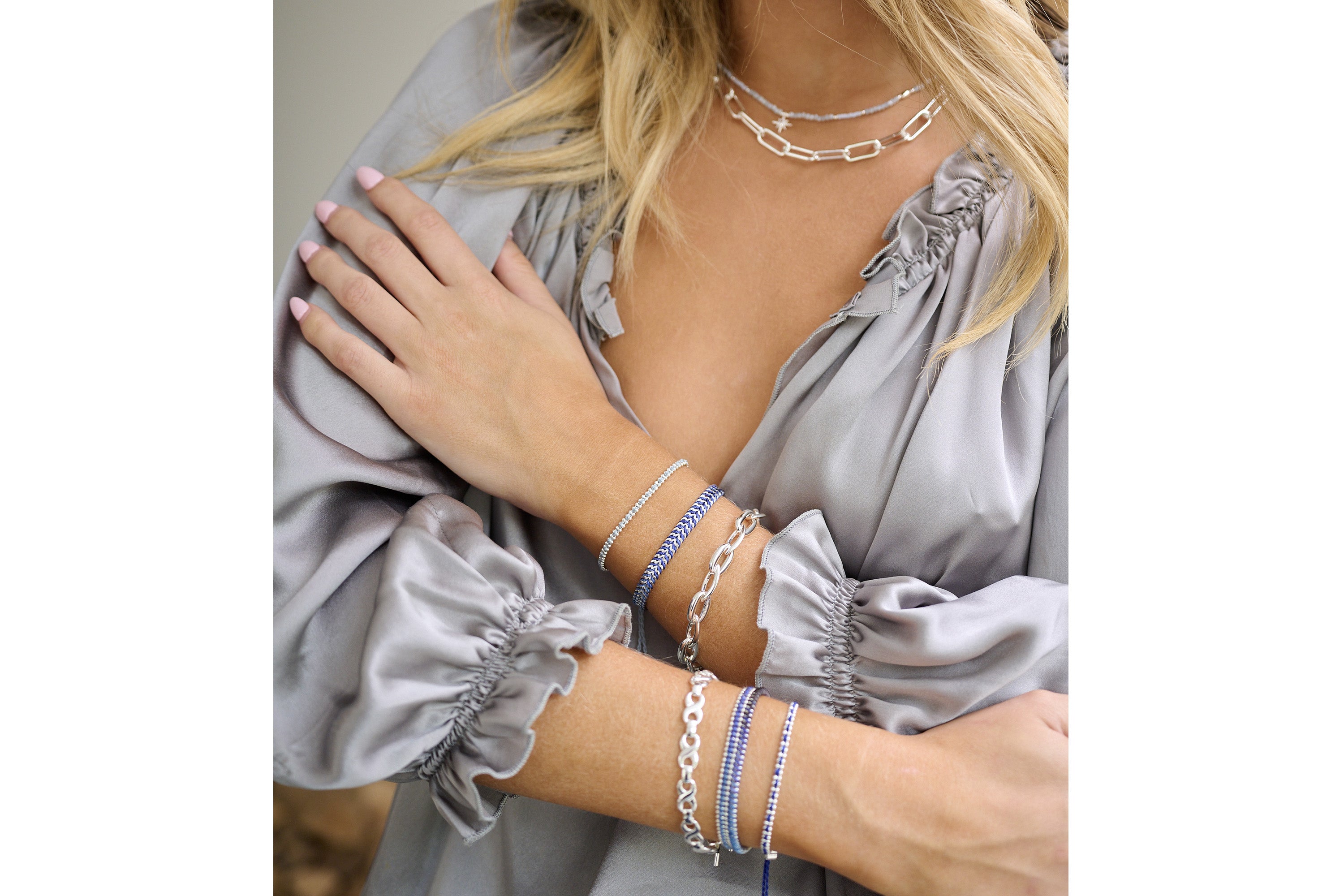 Iztac Denim Ombré Silver Bracelet - Boho Betty