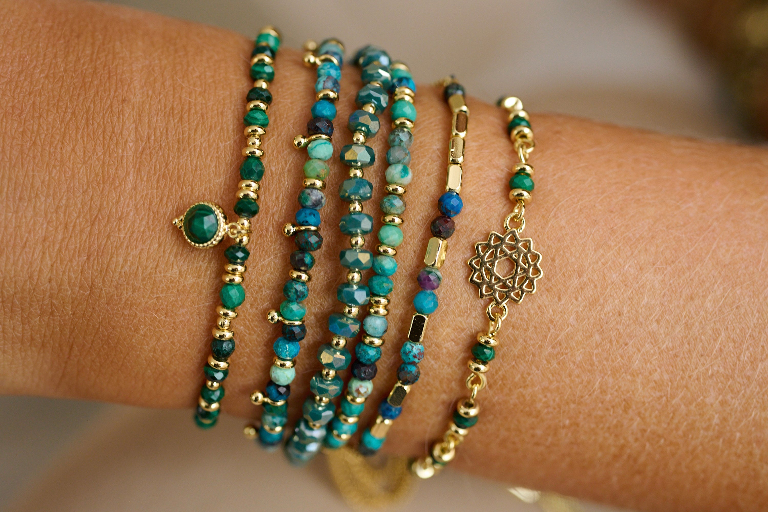 Serenity Azurite Bracelet Stack - Boho Betty