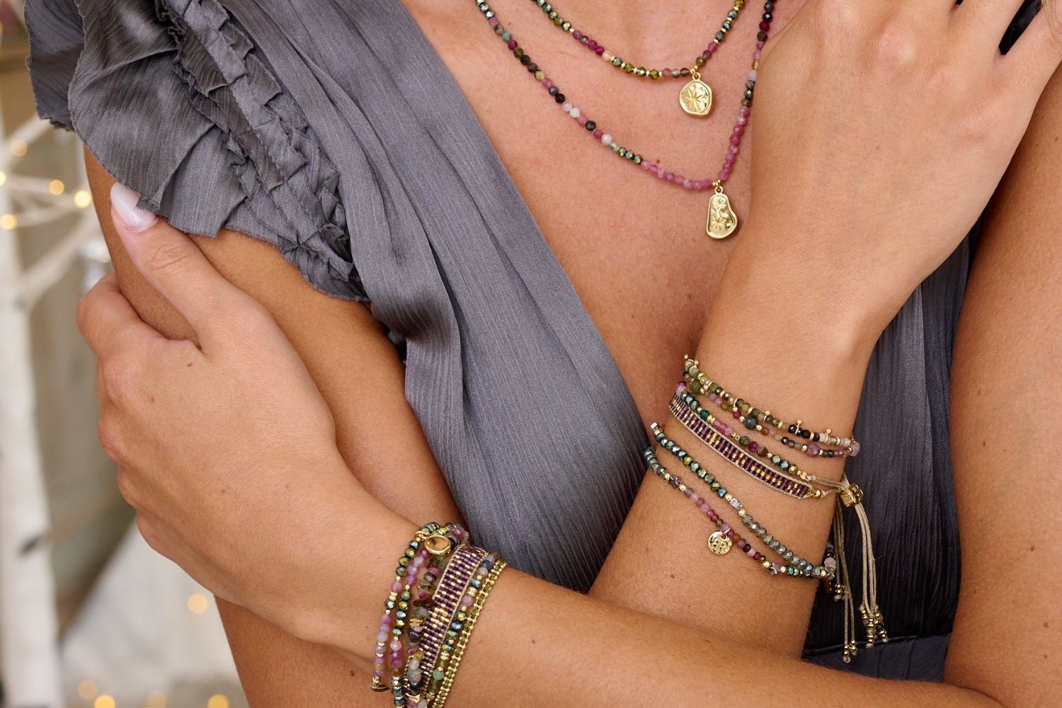Boho Betty Tourmaline Collective of Tourmaline gemstone necklaces and bracelets