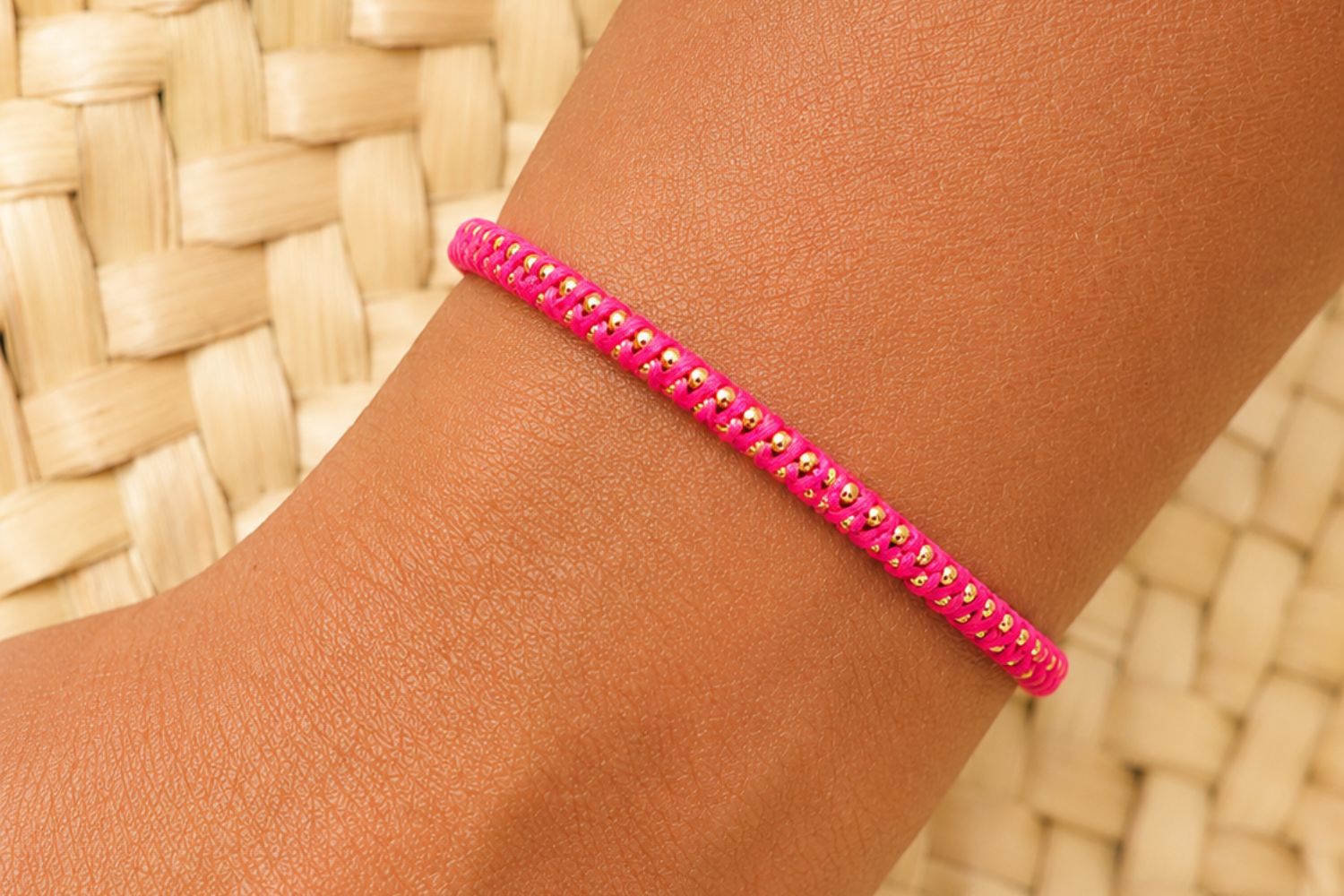 Emelia Hot Pink & Gold Woven Bracelet