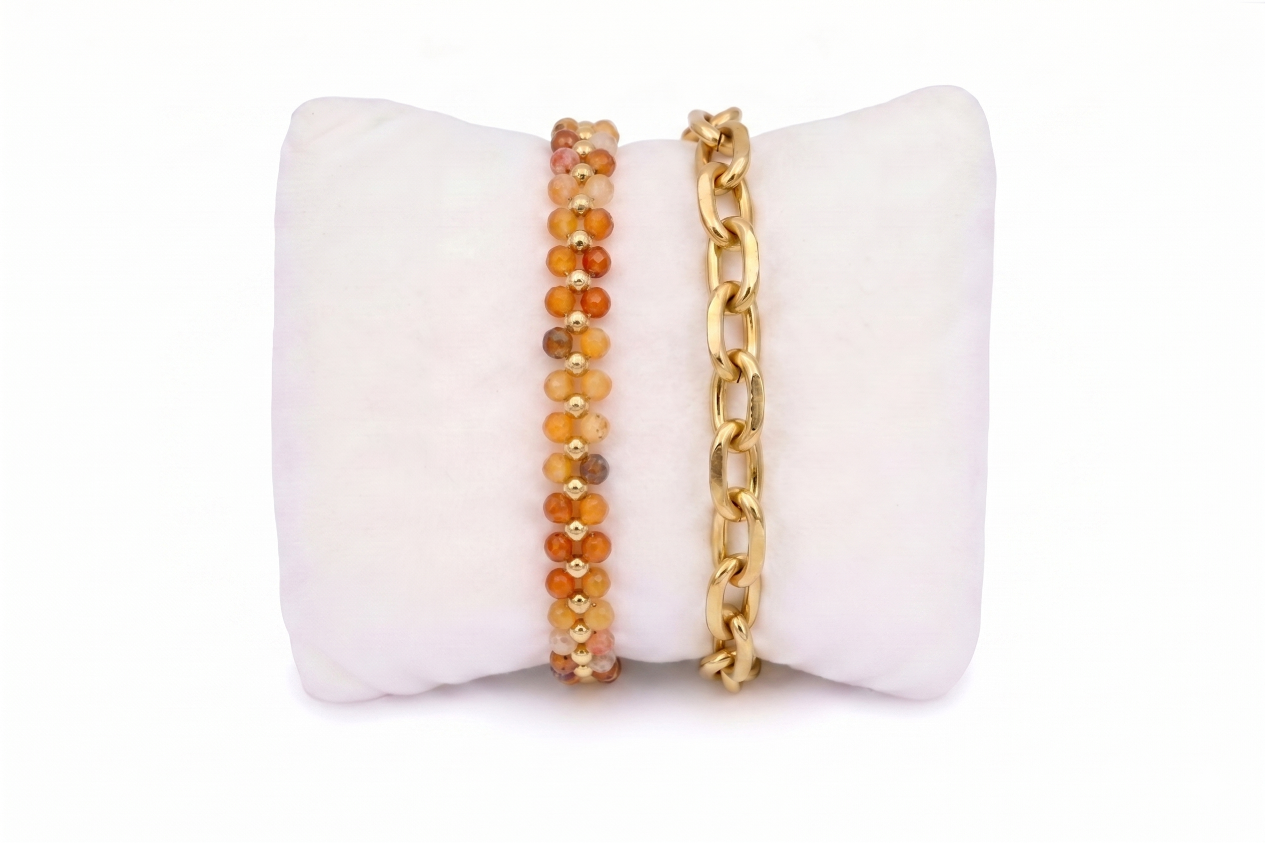 Tanna Orange Agate & Gold Bracelet Stack - Boho Betty USA