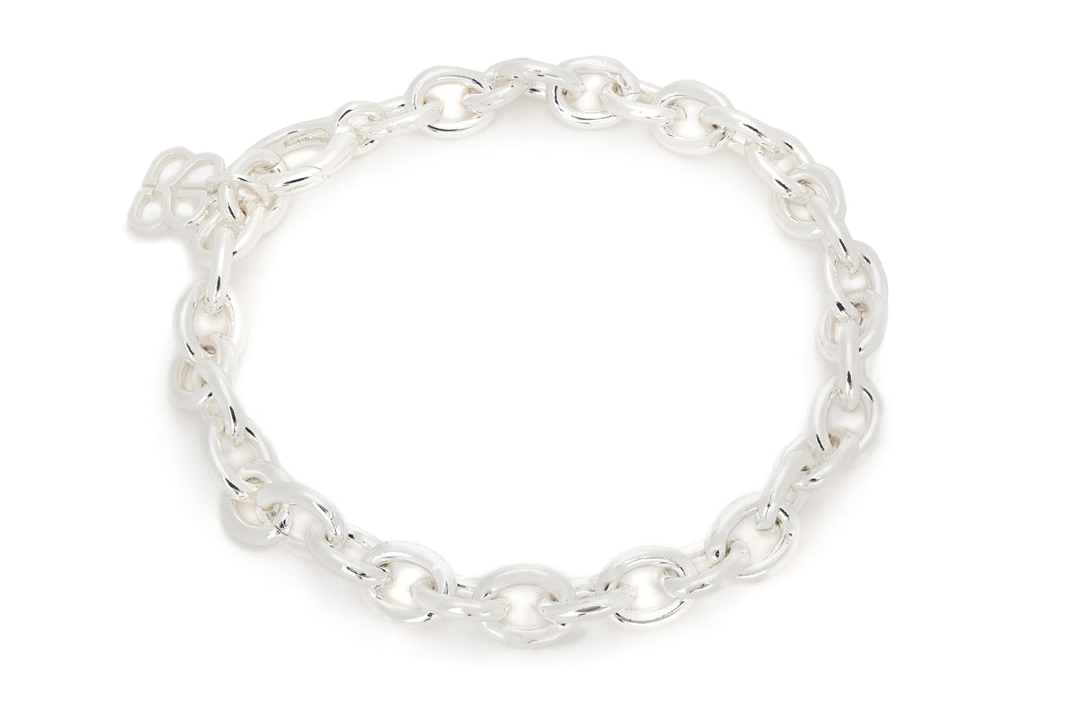Bold Silver Chunky Chain Bracelet with circular links - Boho Betty