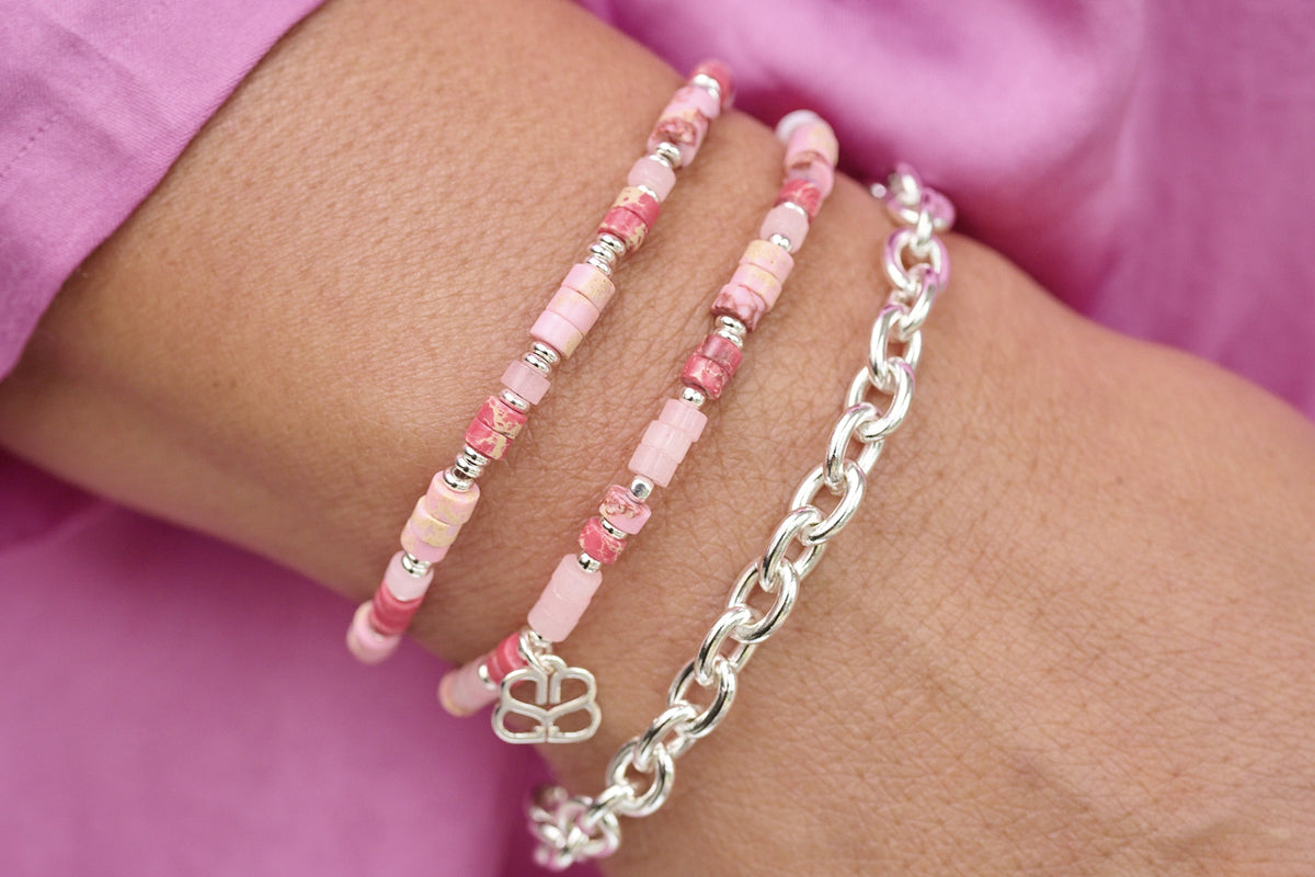 Bold Silver Chunky Chain Bracelet styled on the wrist - Boho Betty
