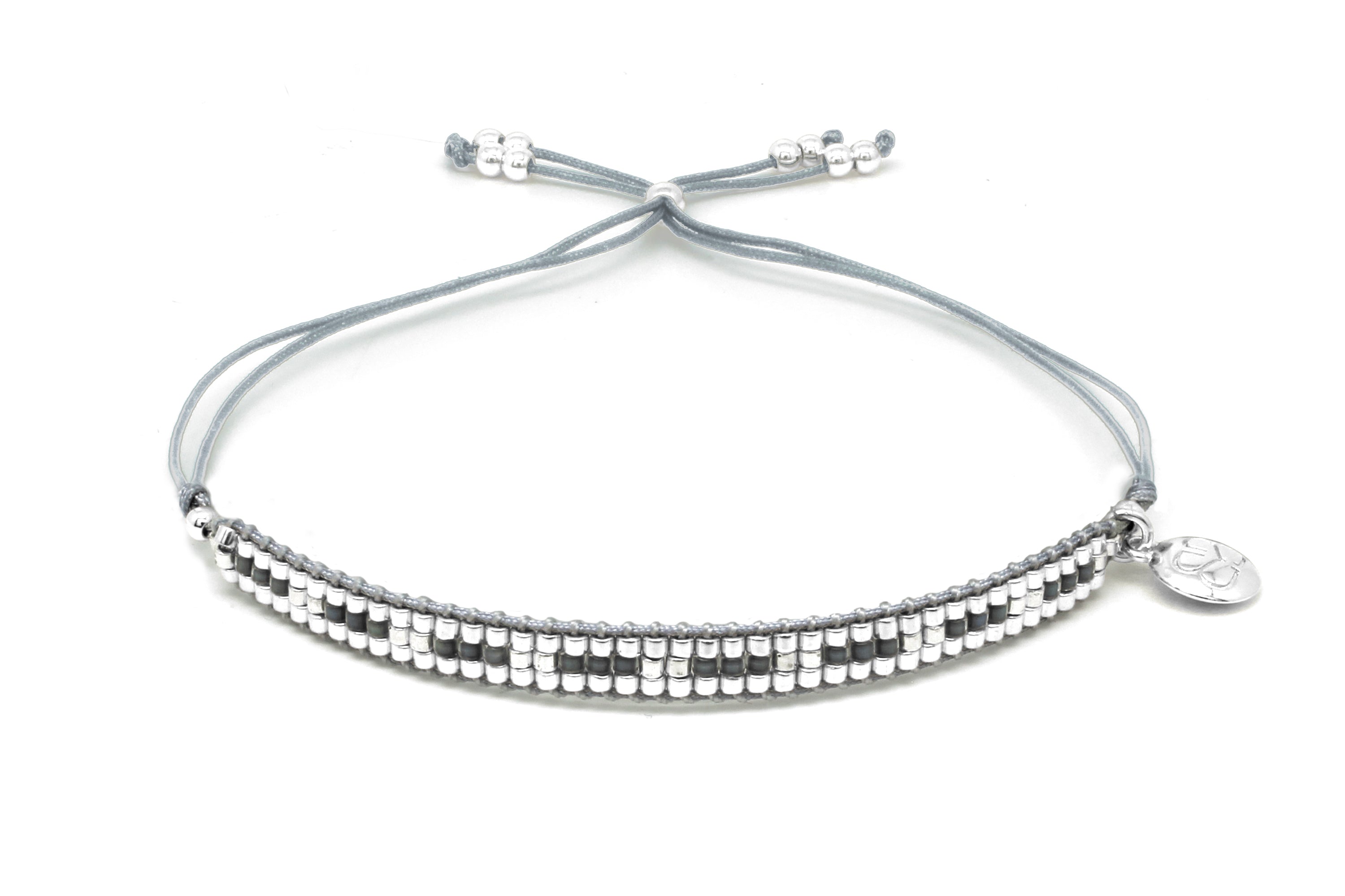 Starshine Denim Silver Beaded Friendship Bracelet
