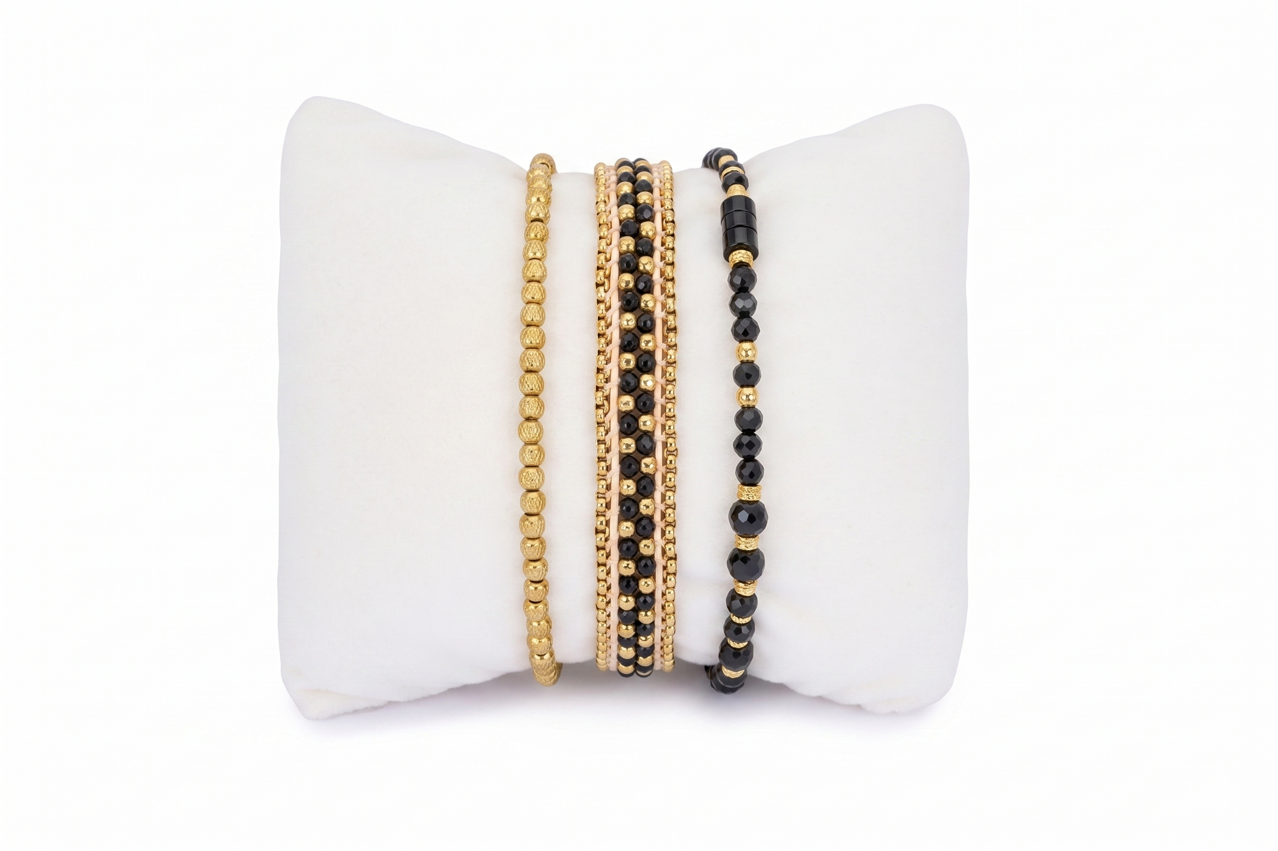 Brava Black Spinel & Gold Bracelet Stack