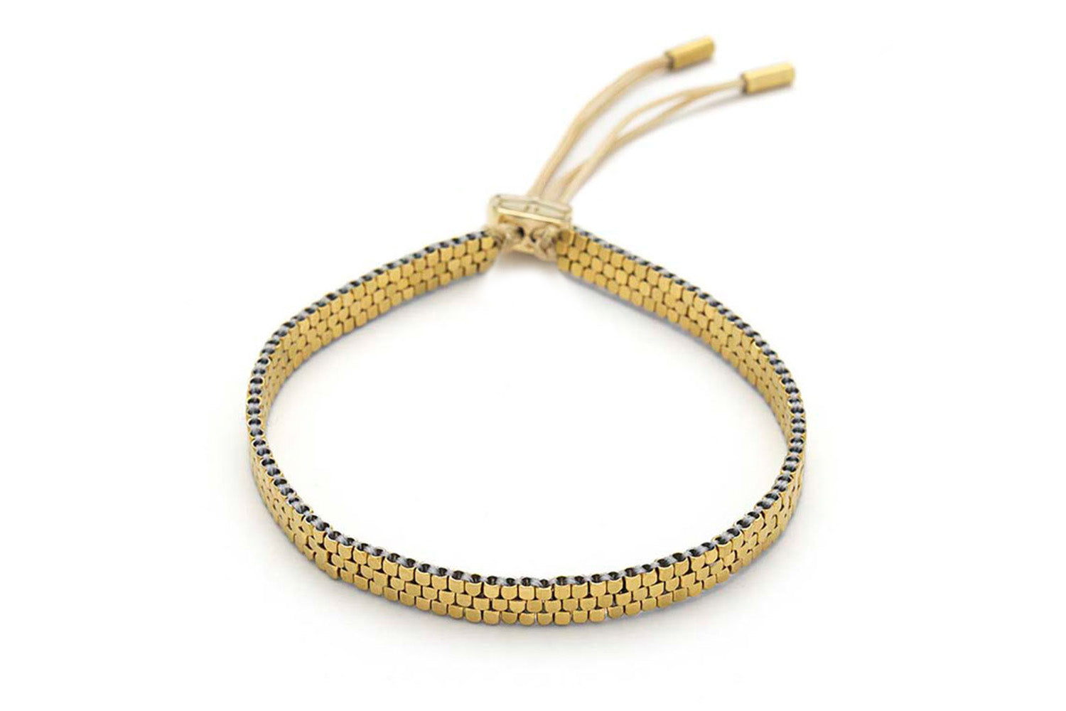 Daiko Gold Braided Bracelet with delicate gold-toned beading and an adjustable slider fastening for an effortless, modern look.