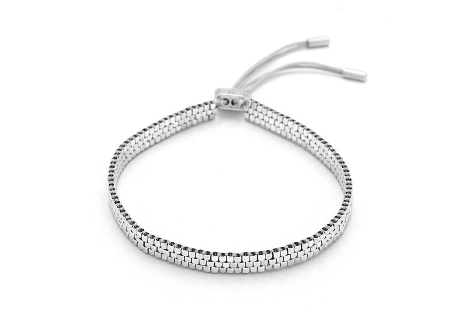 Daiko Silver Beaded Slider Bracelet crafted from stainless steel, featuring a contemporary beaded texture and adjustable slider fastening.