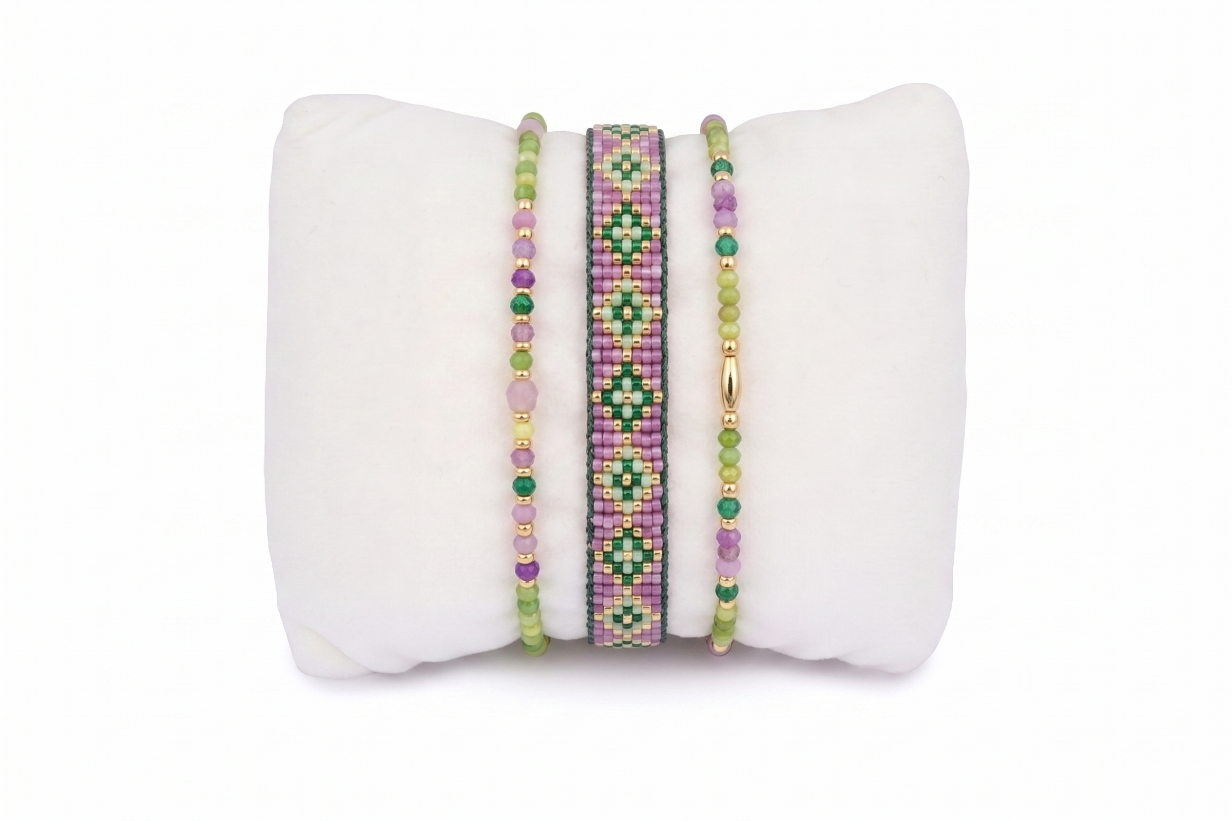 Madeira Purple & Green Gold Stacking Bracelets - Boho Betty USA