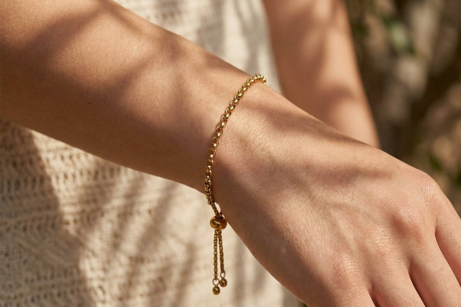 Persephone Rolo Gold Chain Slider Bracelet