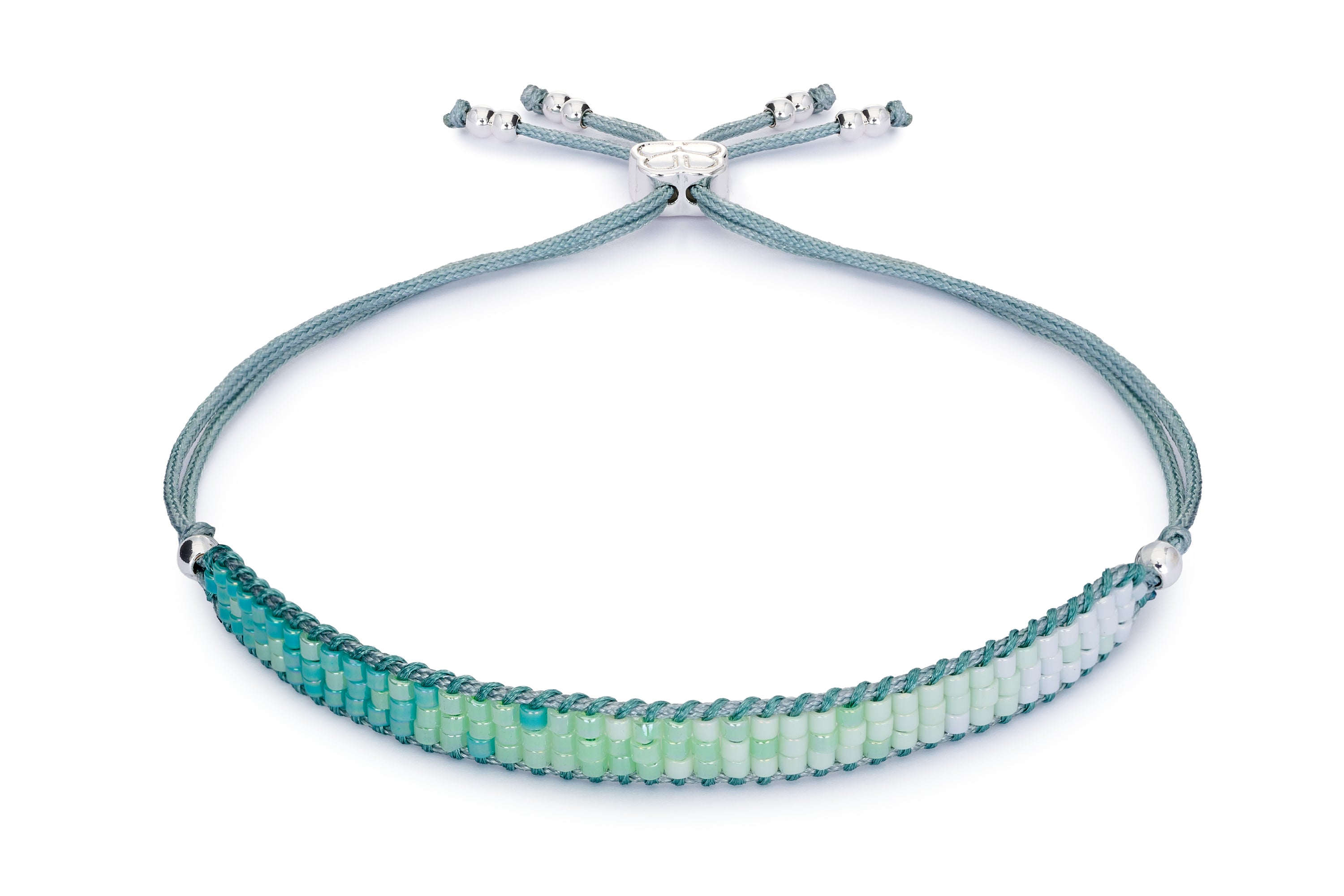 Señorita Turquoise Ombre Miyuki bead Friendship bracelet with Boho Betty branded thread slider.