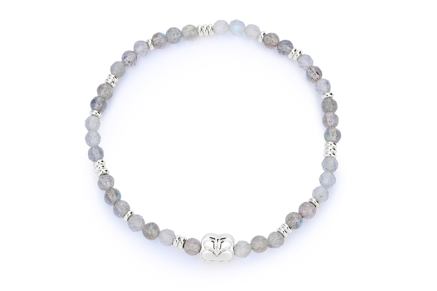 Wonder Silver & Labradorite Bead Bracelet featuring faceted labradorite gemstones with sterling silver-plated accents in a stretch bead bracelet design.