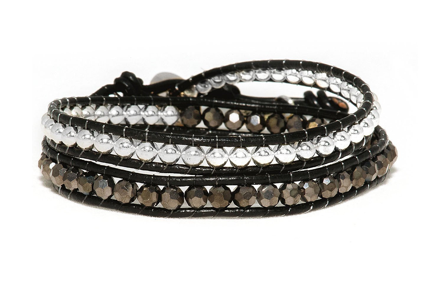Coal Twist Leather 2 Wrap Bracelet Double