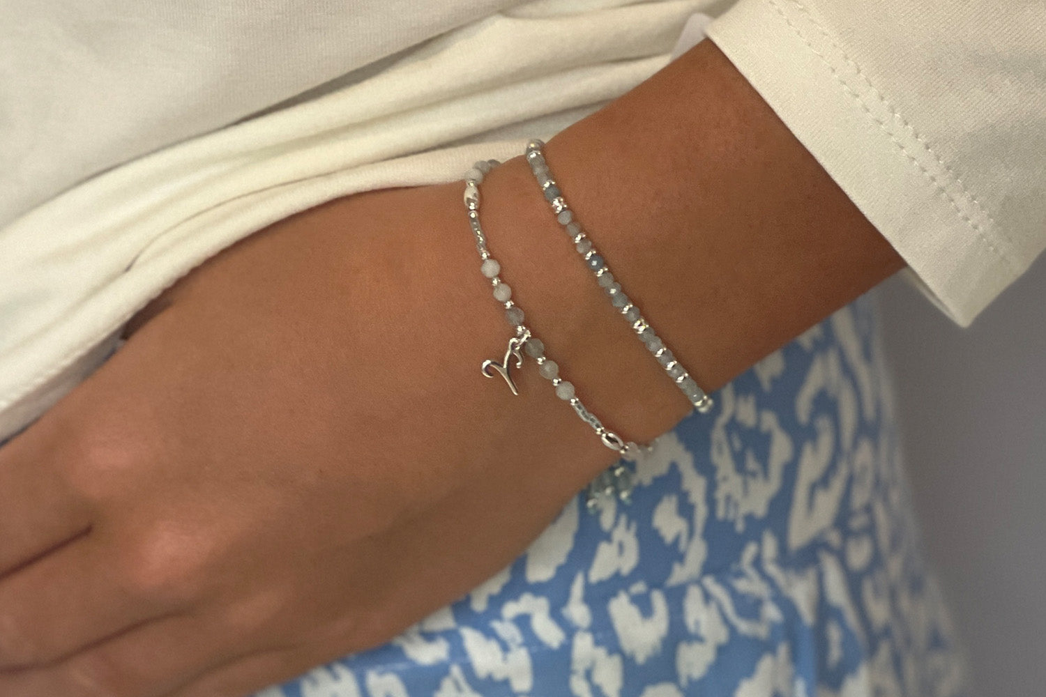 Mystical Aquamarine Silver Bracelet - Boho Betty