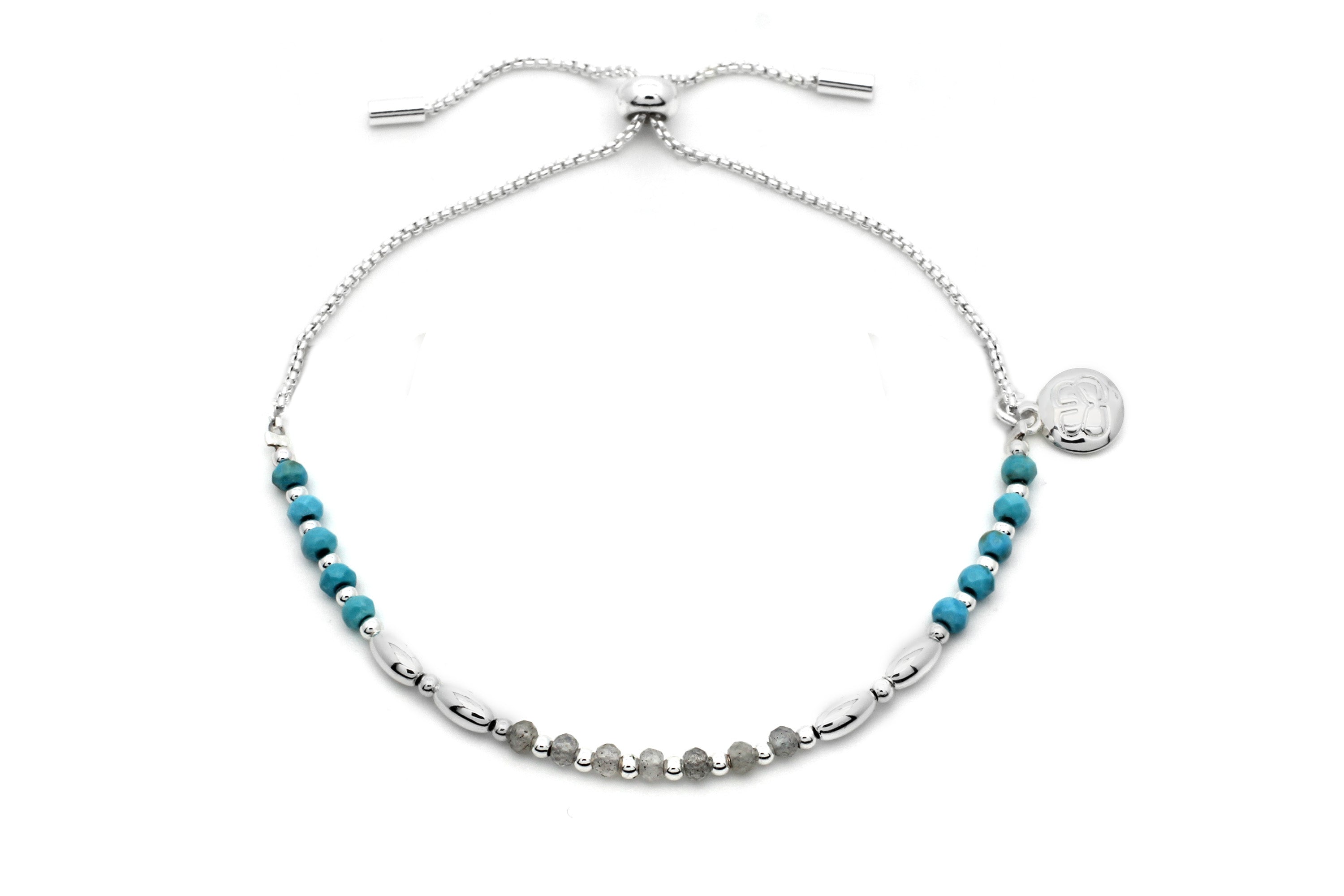 Bisbee Turquoise Gemstone Silver Bracelet - Boho Betty