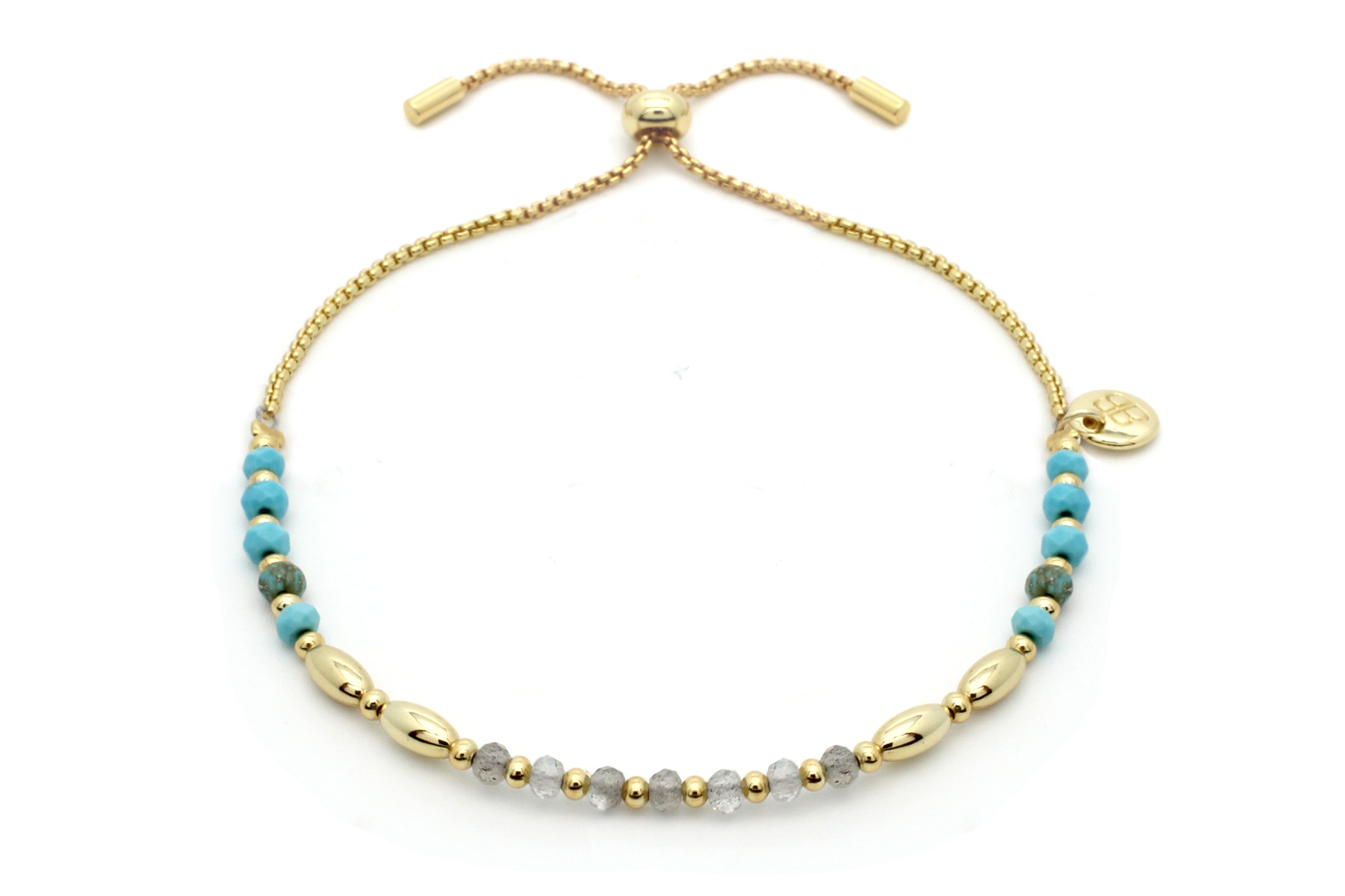 Bisbee Turquoise Gemstone Gold Bracelet - Boho Betty