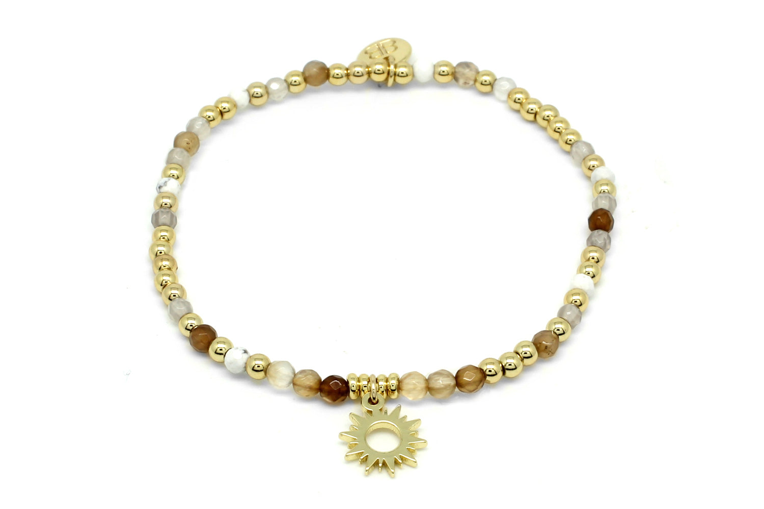 Dalim Honey Gemstone & Sunburst Charm Bracelet - Boho Betty