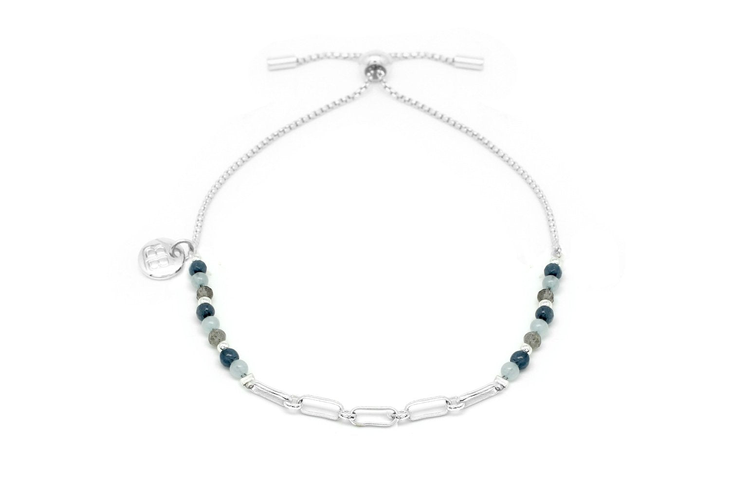 Formosa Denim Gemstone & Silver Link Bracelet - Boho Betty