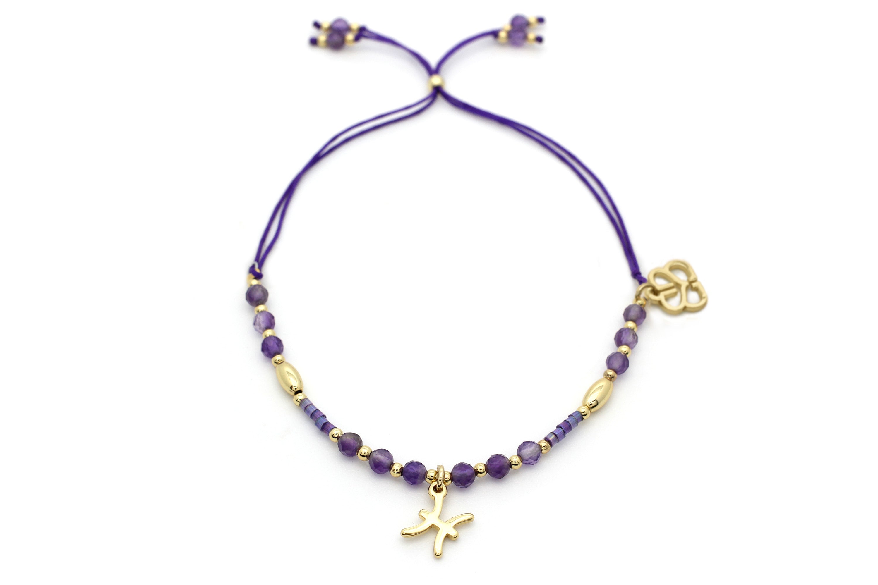 Pisces Zodiac Gemstone Gold Bracelet - Boho Betty