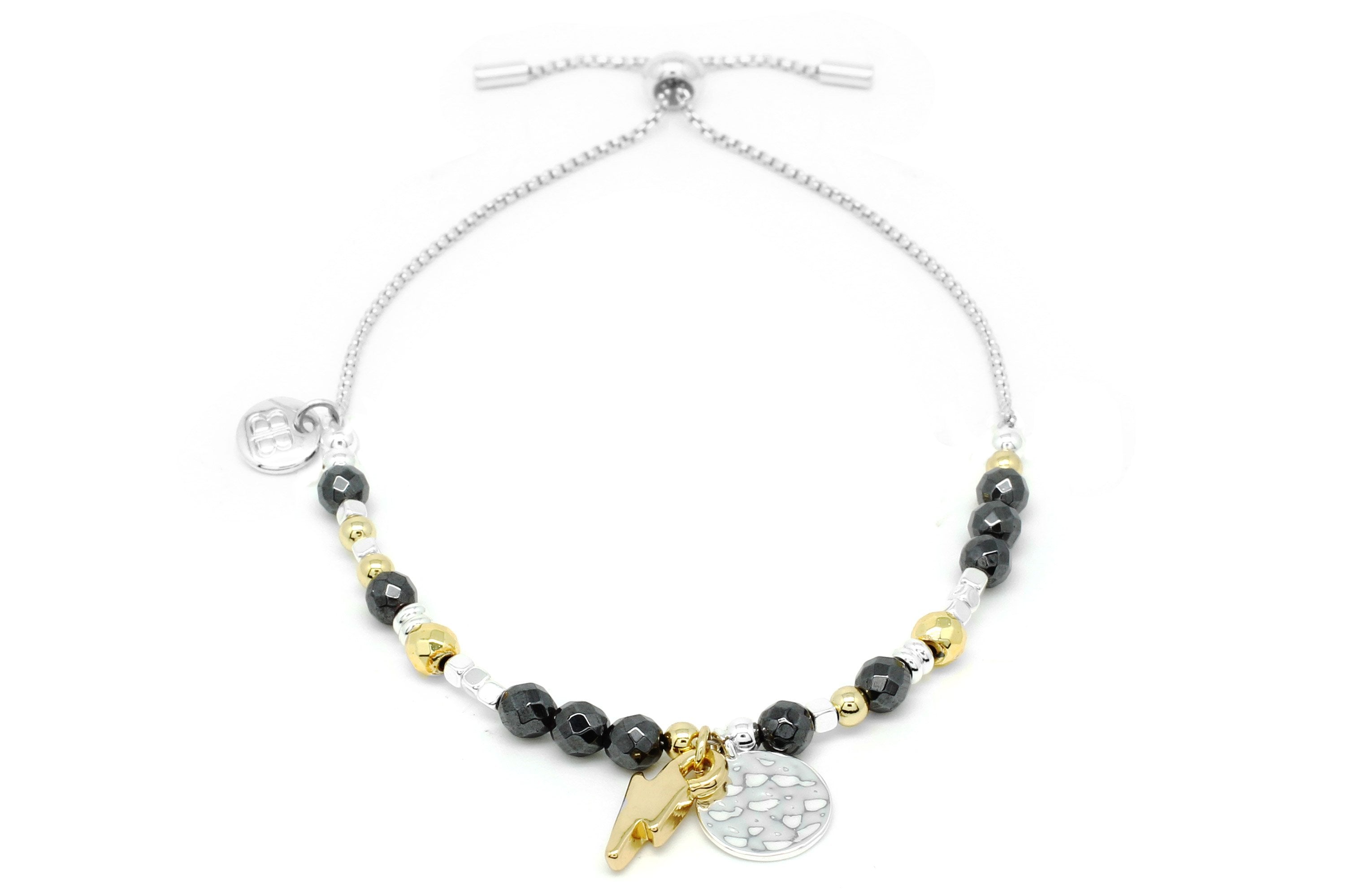 Tangra Moon & Star Charm Gemstone Bracelet - Boho Betty