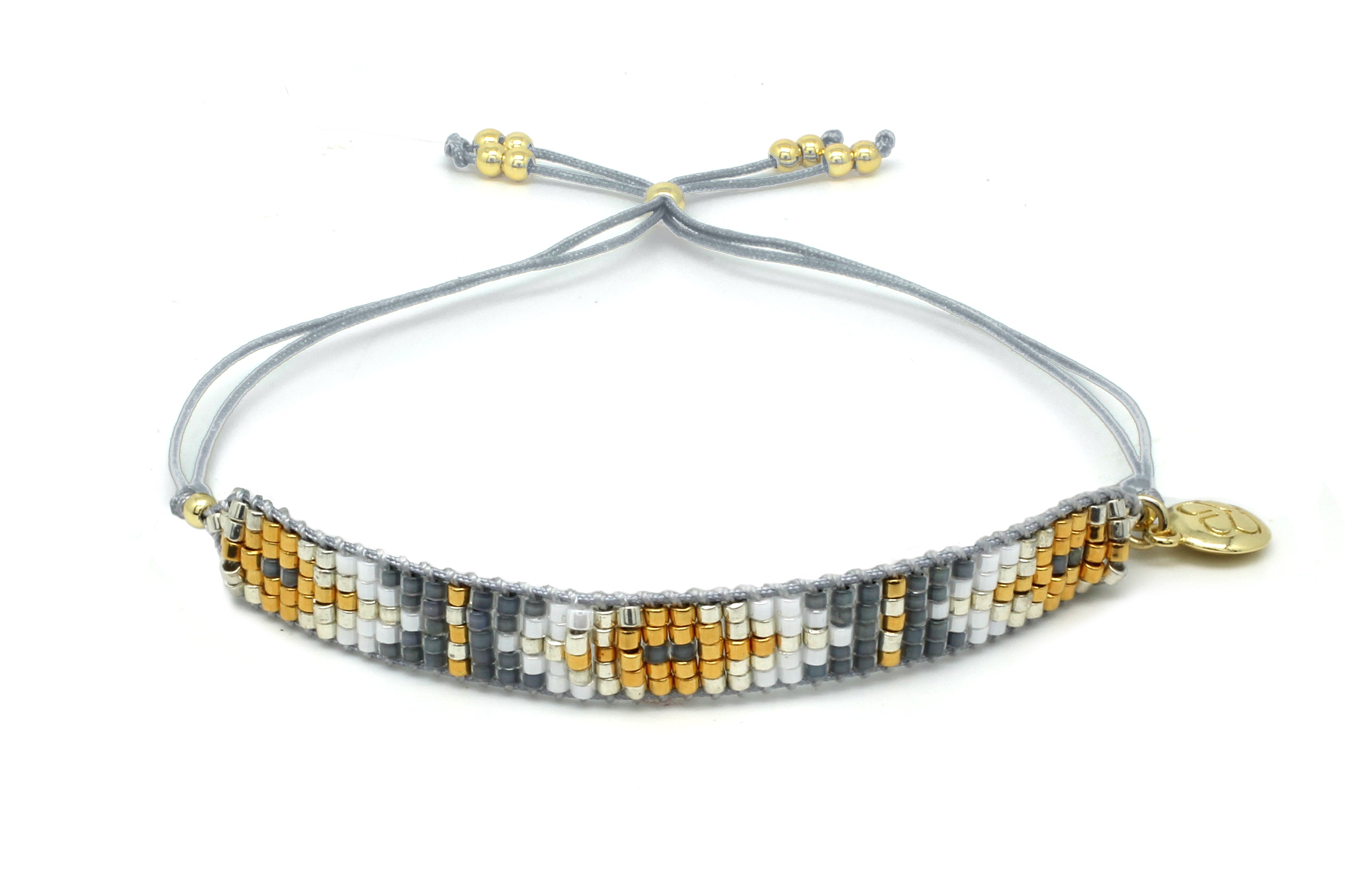 Starlight Grey Beaded Friendship Bracelet - Boho Betty