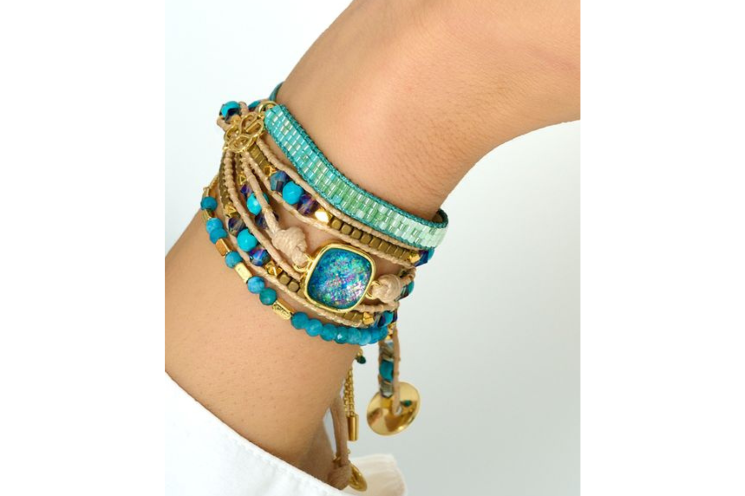 Senorita Turquoise Gold Friendship Bracelet - Boho Betty