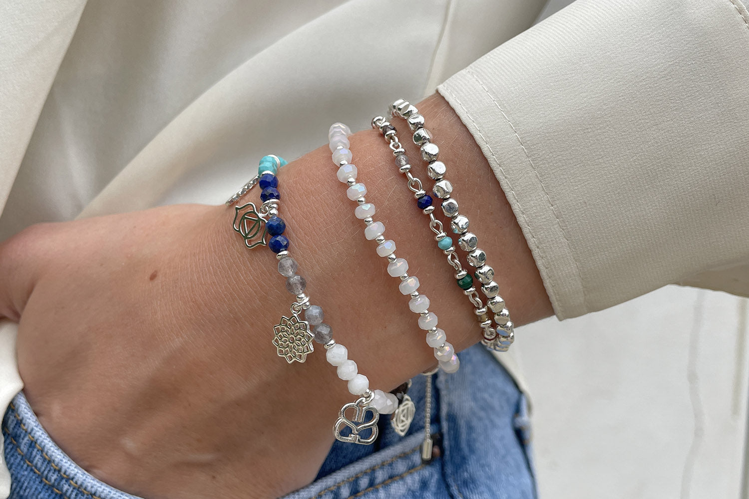 Meditrina Silver Bracelet Stack - Boho Betty