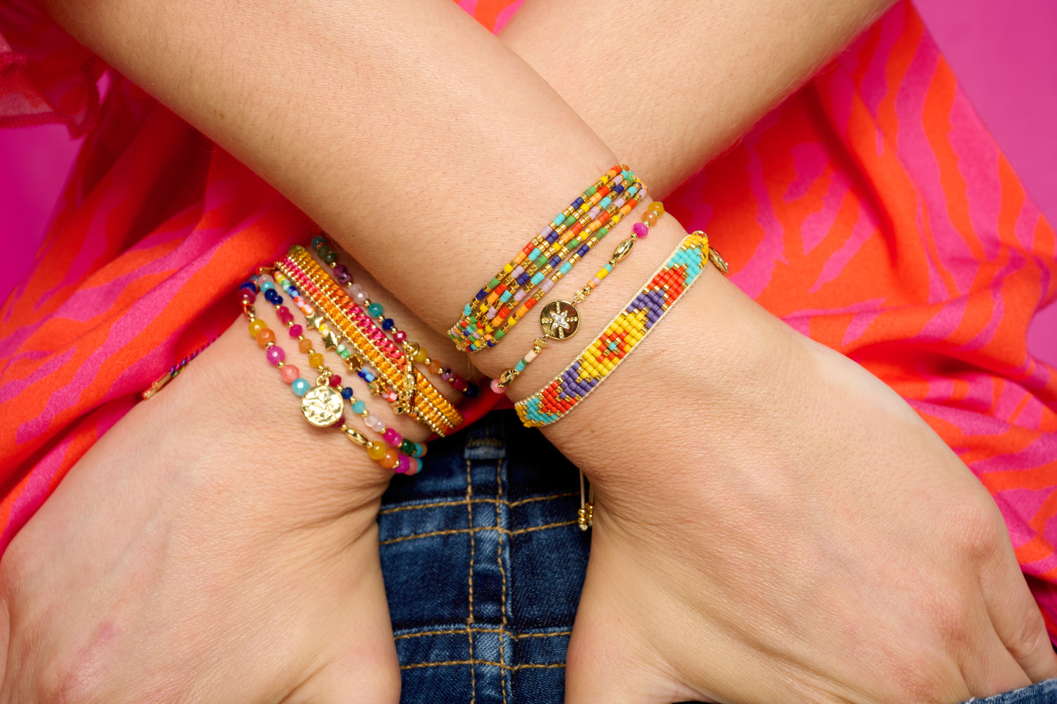 Crocus  Layer Multicolour Bracelet Stack - Boho Betty