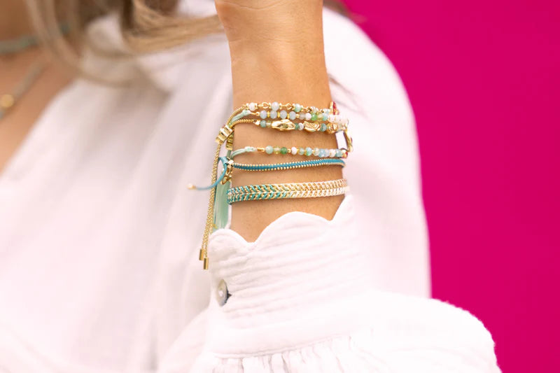 Boulder Aqua Gemstone Gold Bracelet