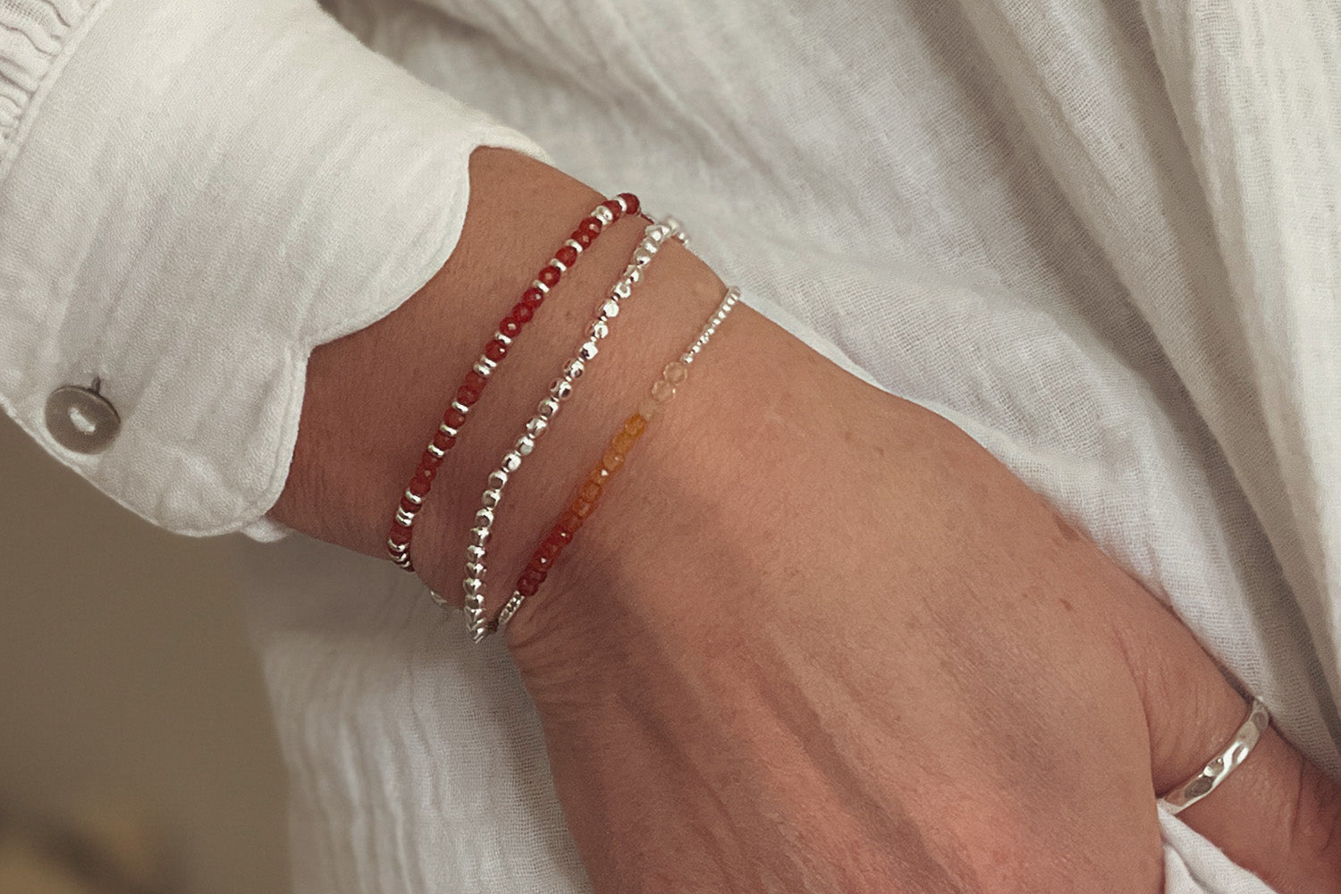 Harmony Carnelian Silver Bracelet - Boho Betty