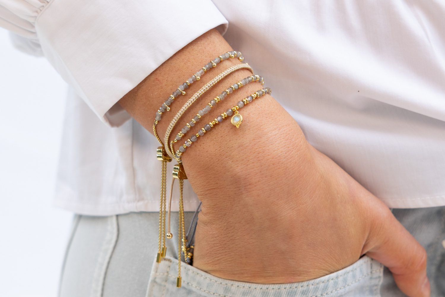 Euphonium Gold & Tan Woven Pull Through Bracelet - Boho Betty
