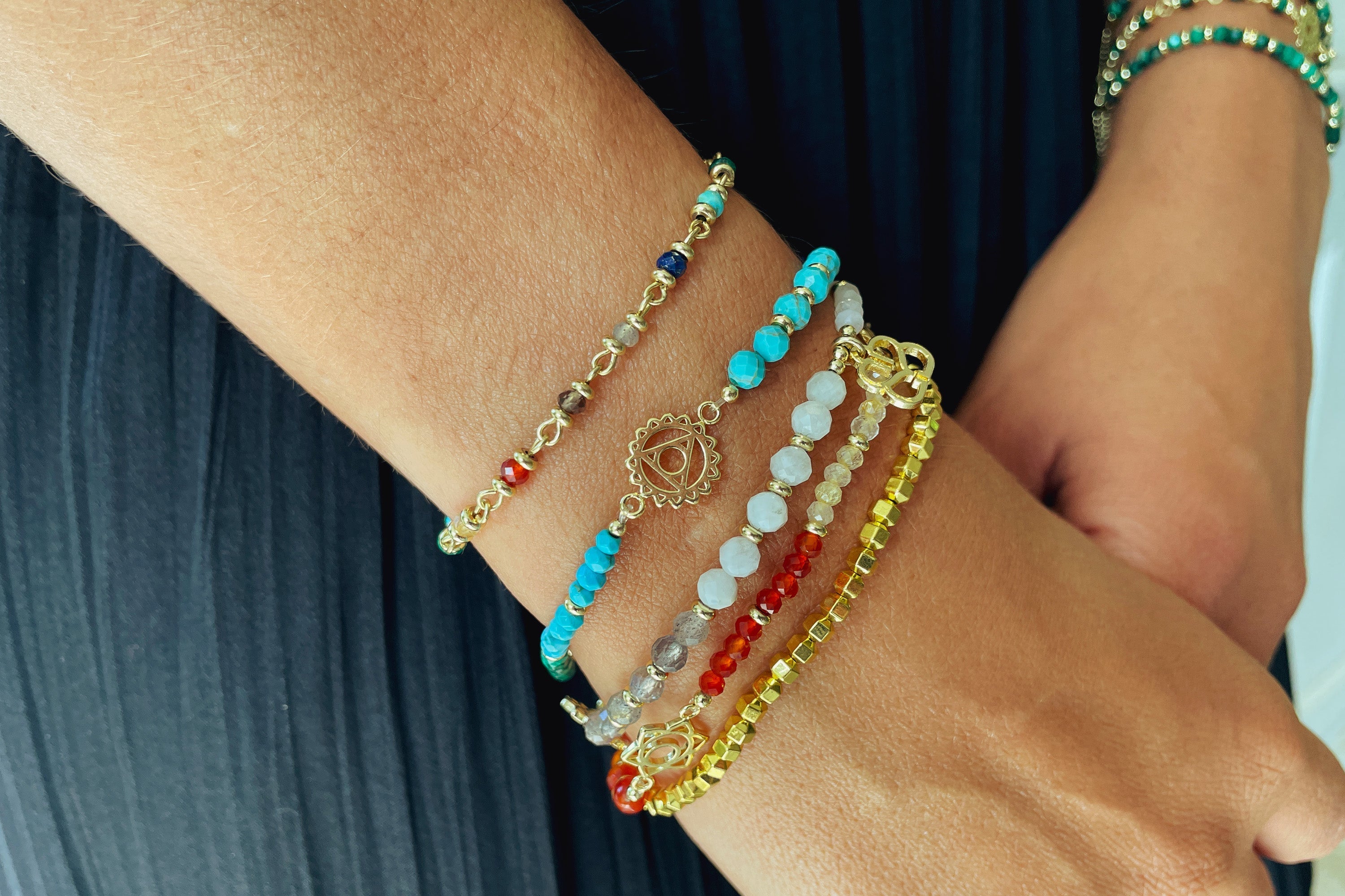 Vivid Multi Gold Gemstone Bracelet - Boho Betty