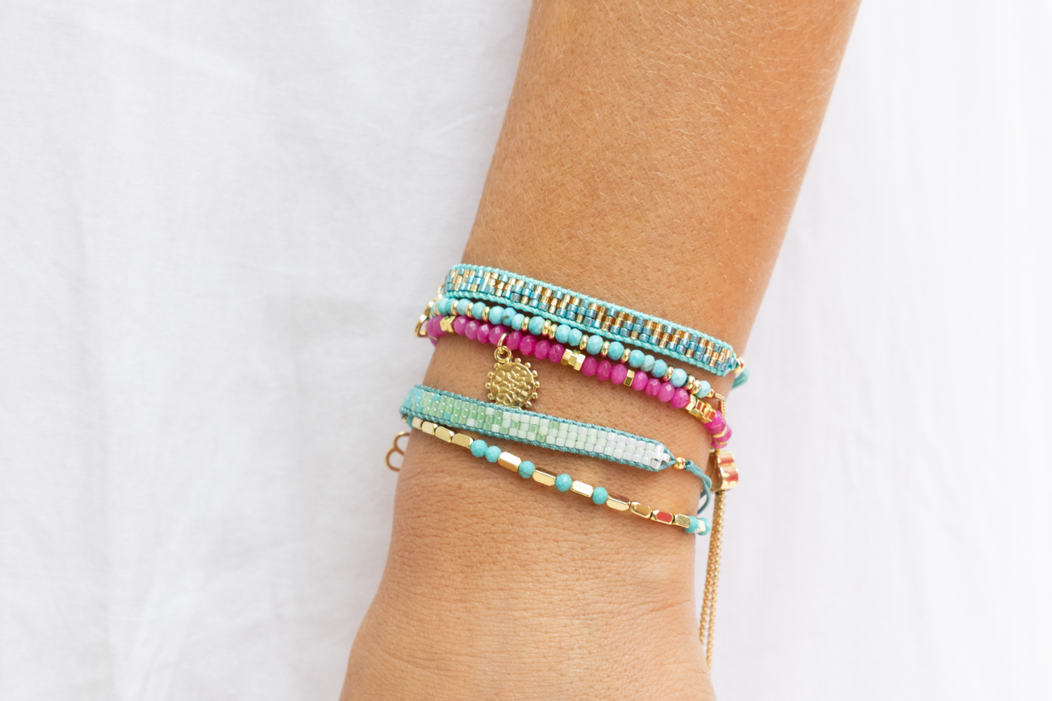 Senorita Turquoise Gold Friendship Bracelet - Boho Betty