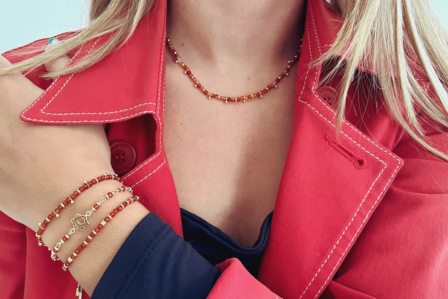 Salus Cornelian Gemstone Gold Necklace - Boho Betty