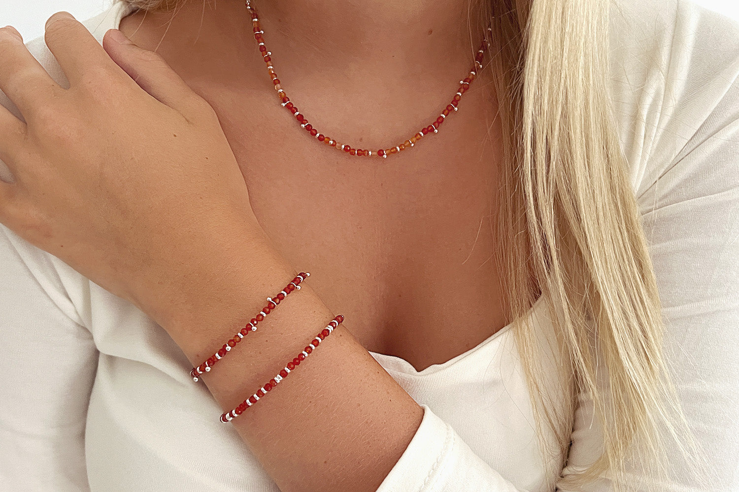 Salus Cornelian Gemstone Silver Necklace - Boho Betty