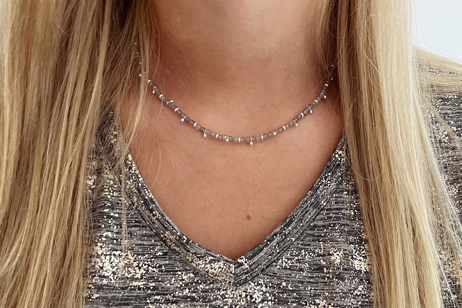 Salus Labradorite Gemstone Silver Necklace - Boho Betty