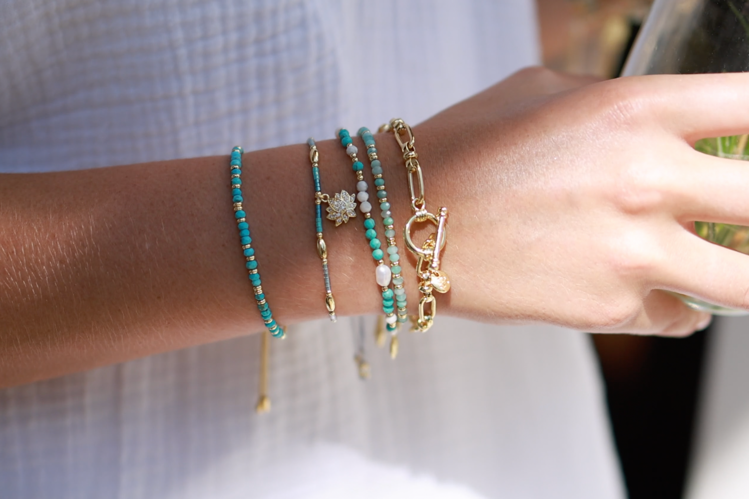 Manassa Blue Stretch Gemstone Bracelet - Boho Betty