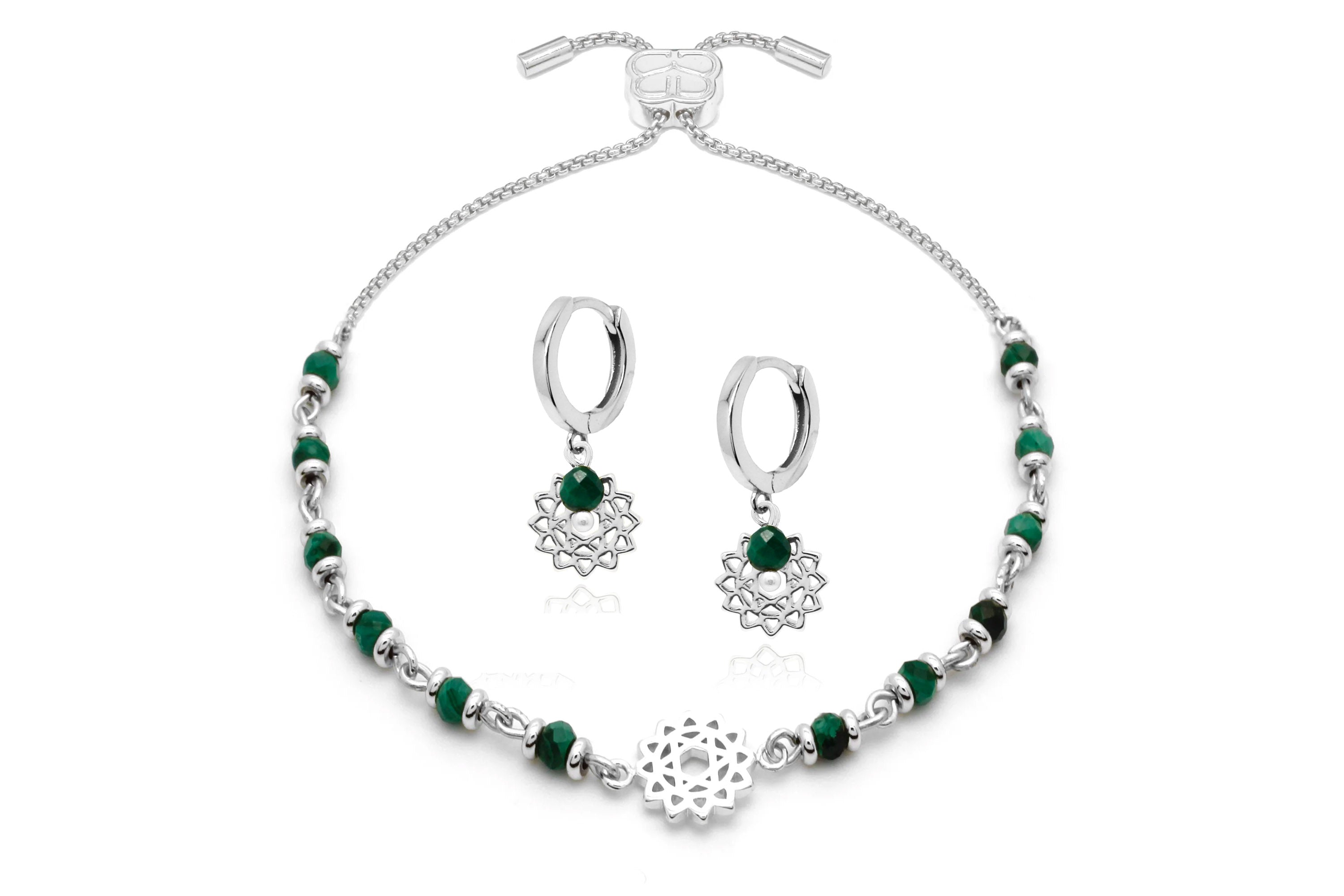 Chakra Gemstone Silver Bracelet & Earring Gift Set
