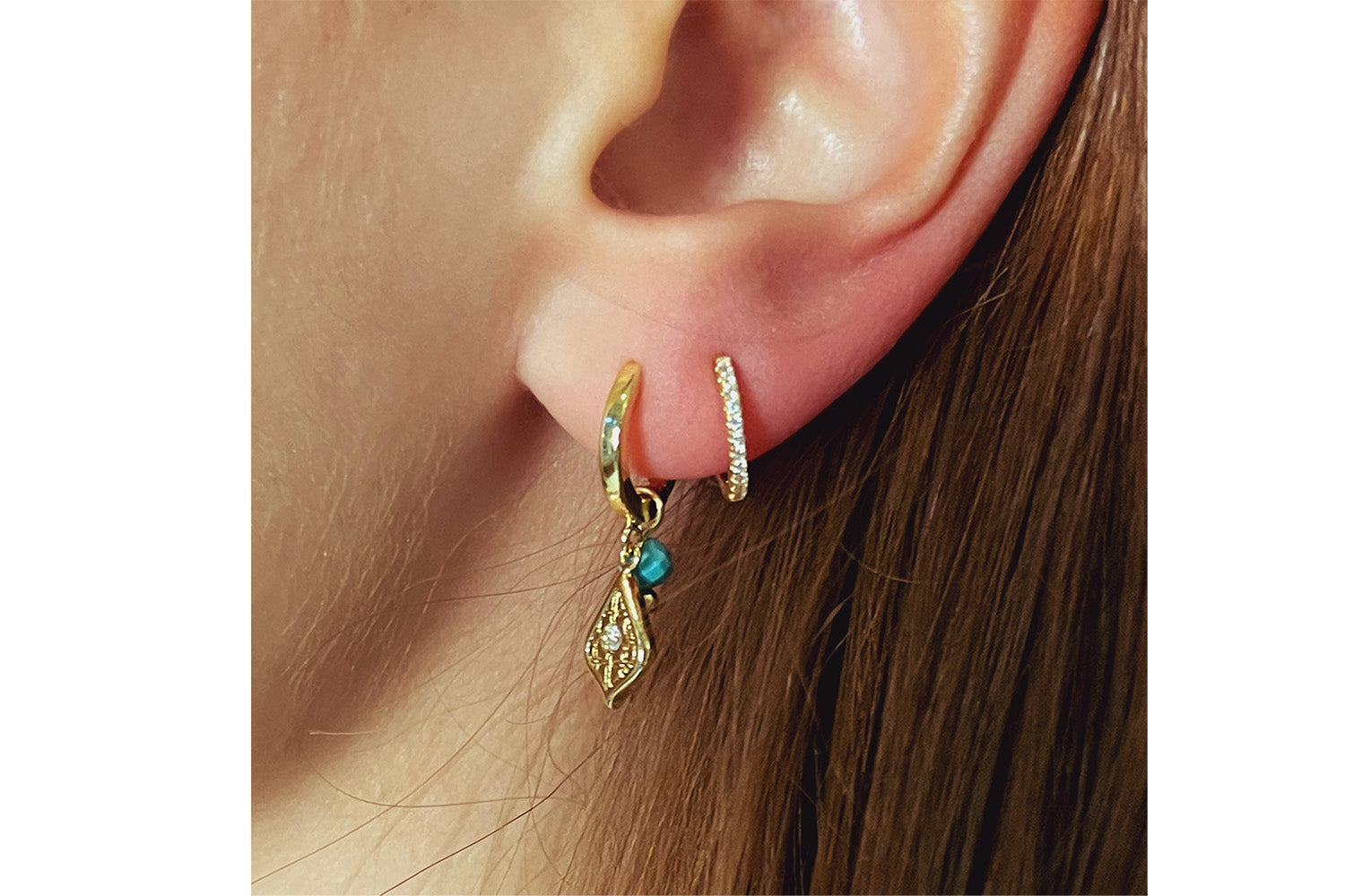 Betty Turquoise Gold Hoop Gemstone Earring - Boho Betty