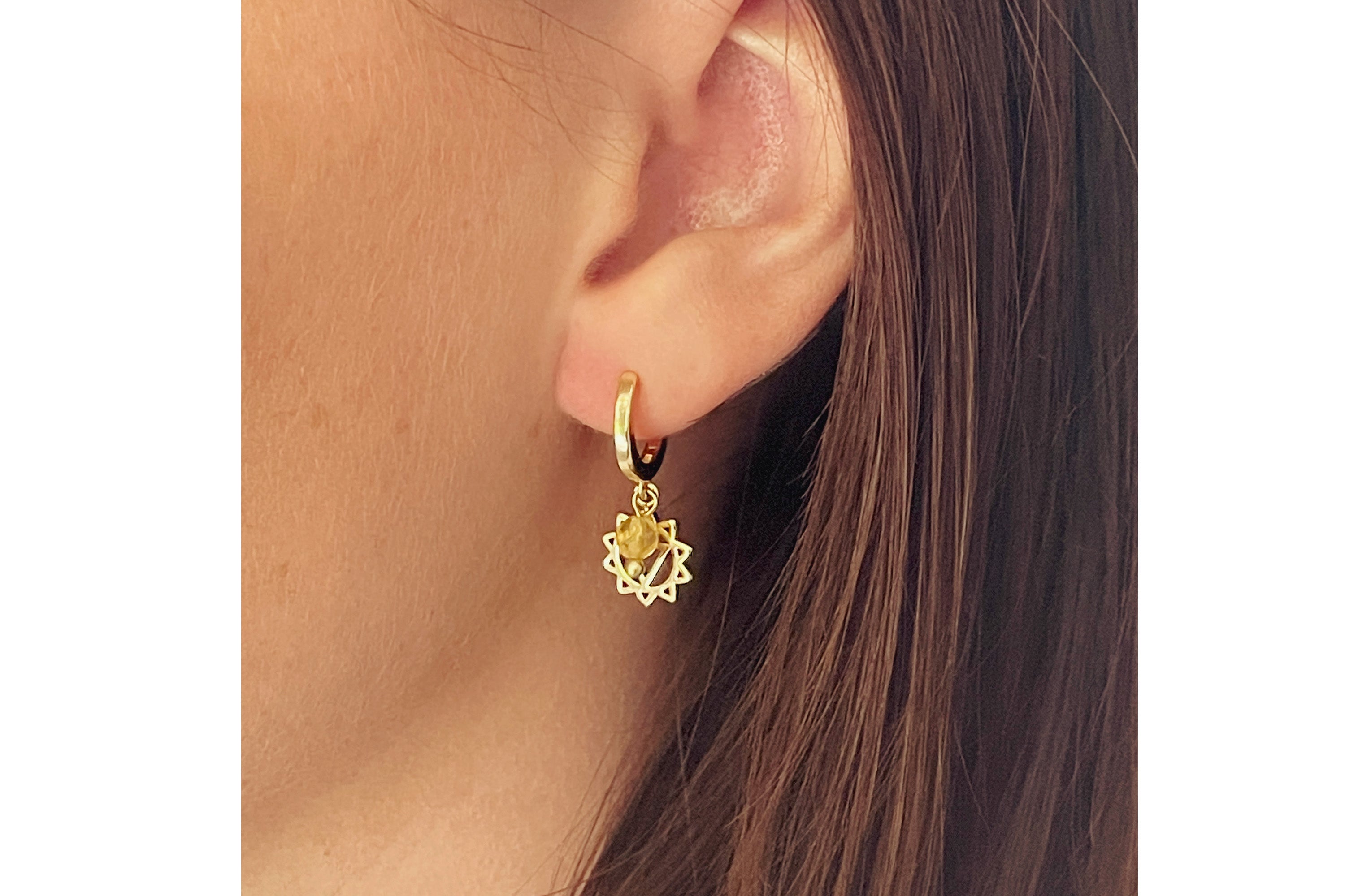 Solar Plexus Chakra Gold Hoop Earring - Boho Betty