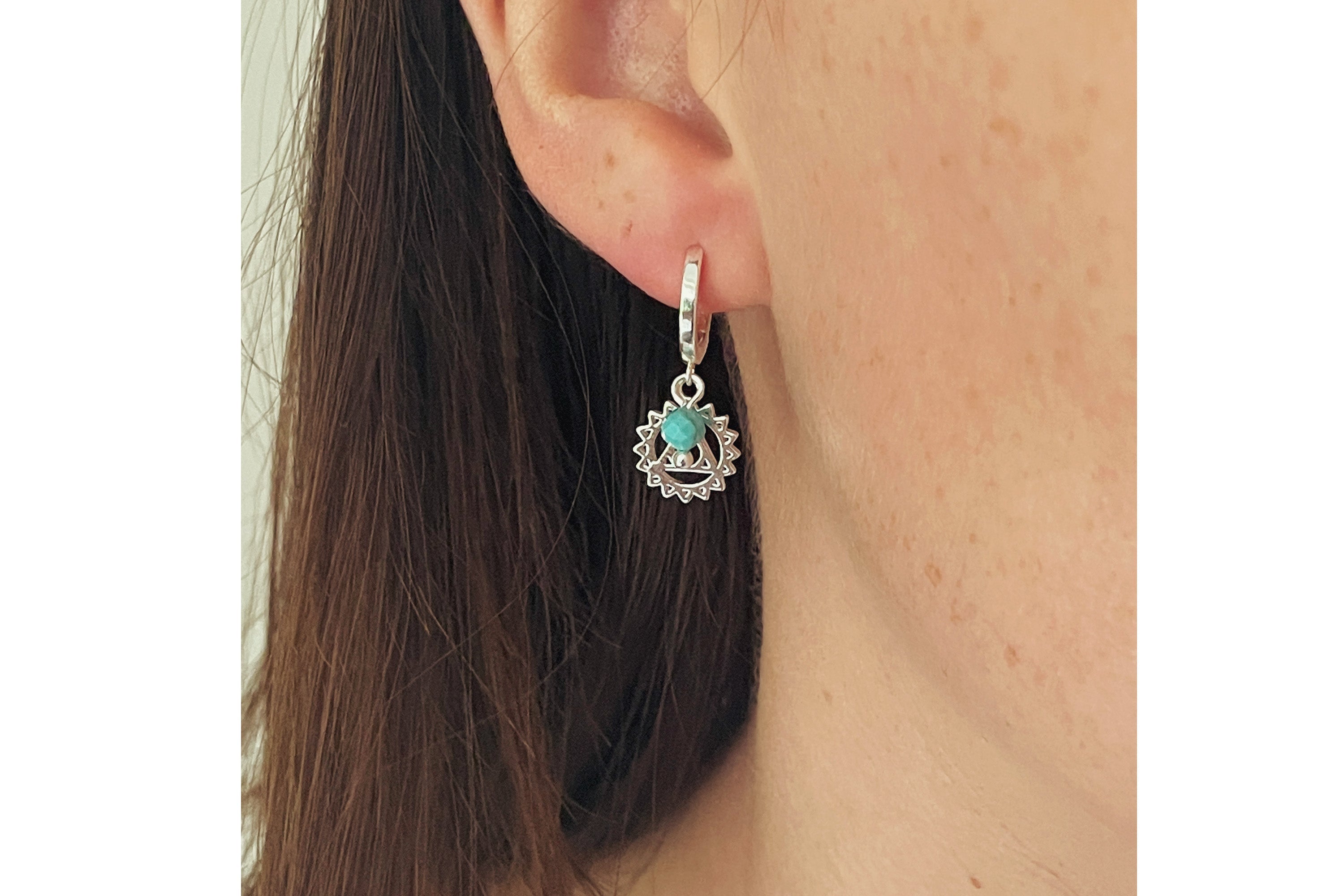 Throat Chakra Silver Hoop Earring - Boho Betty