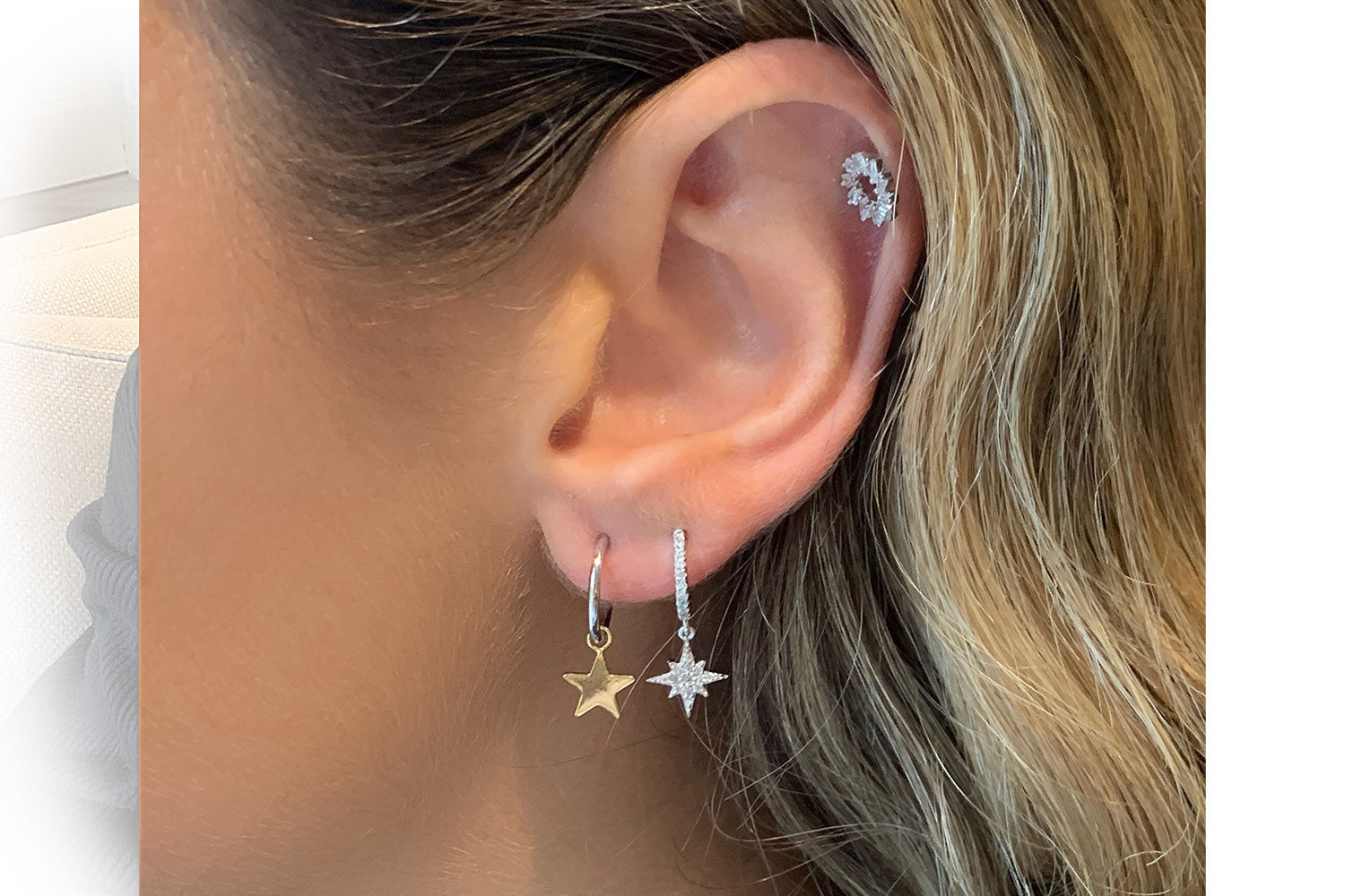 Tiny Gold Star Hoop Earrings | Jewelry by Johan - Jewelry by Johan