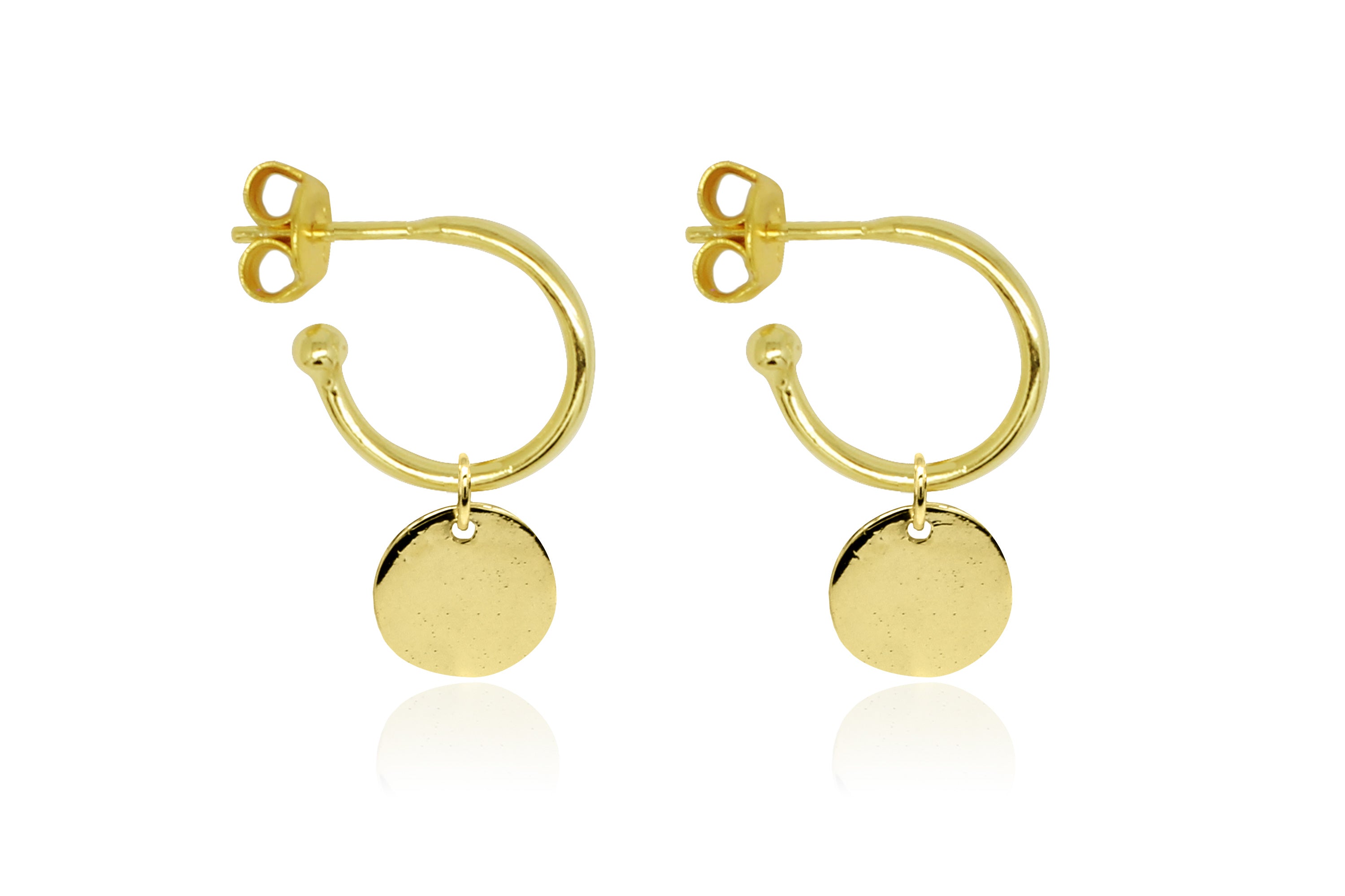 Garo Gold Disc Charm Hoop Earrings - Boho Betty