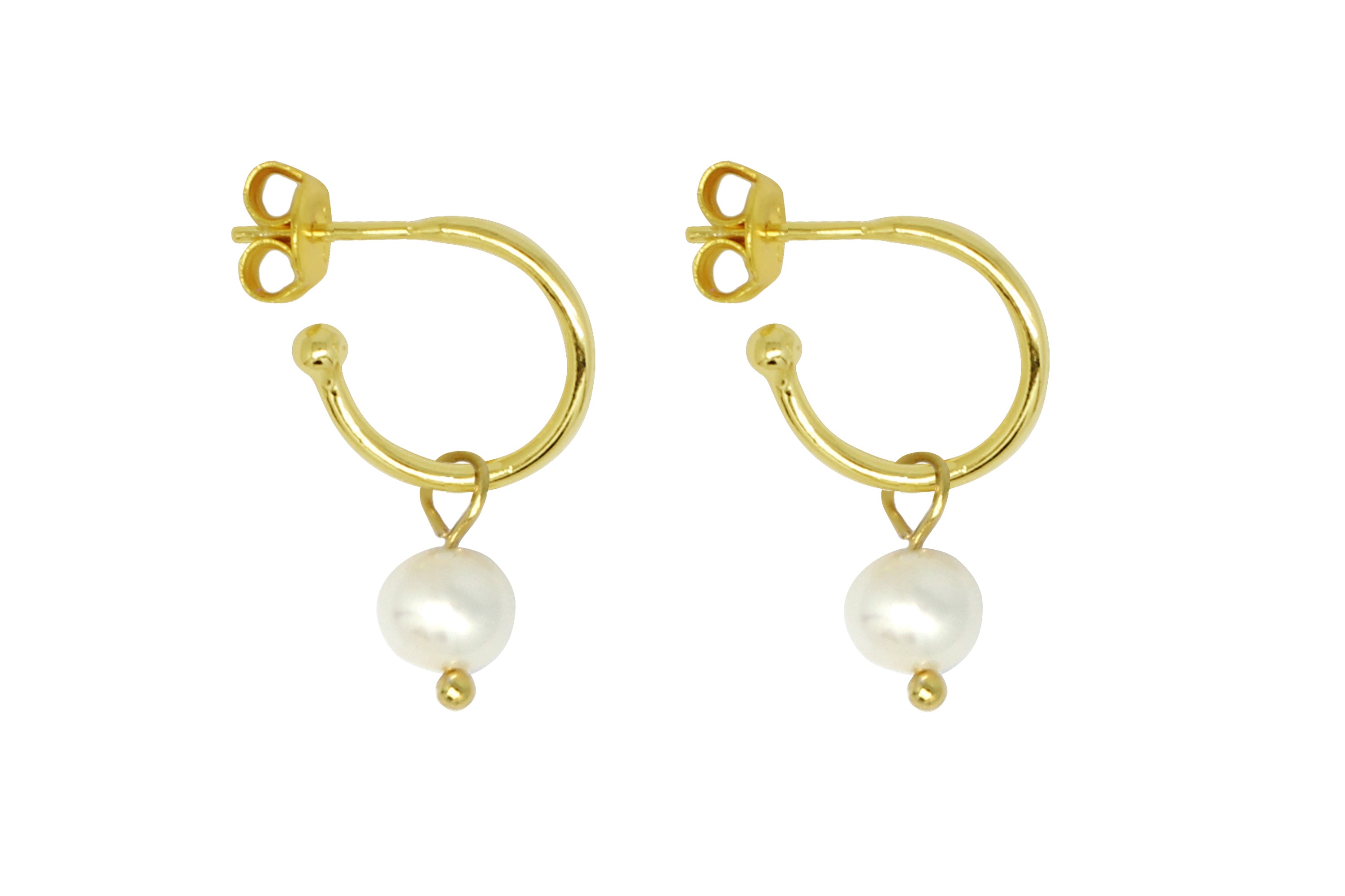 Sanchez Gold & Pearl Hoop Earrings - Boho Betty