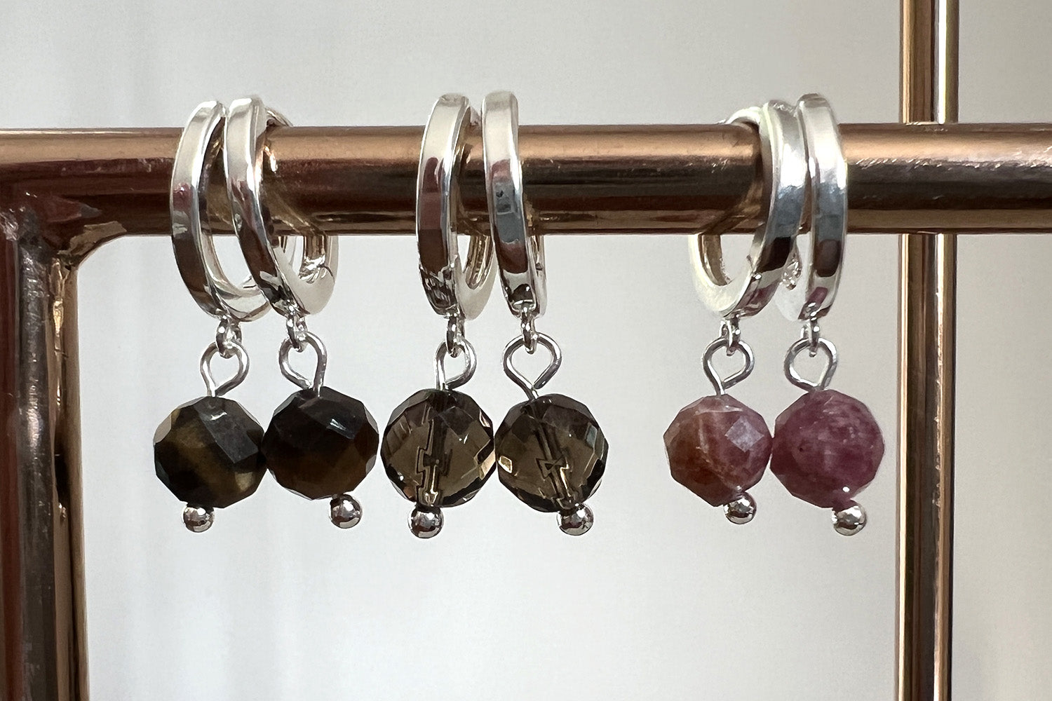 August Birthstone Earrings - Silver & Tigers Eye - Boho Betty