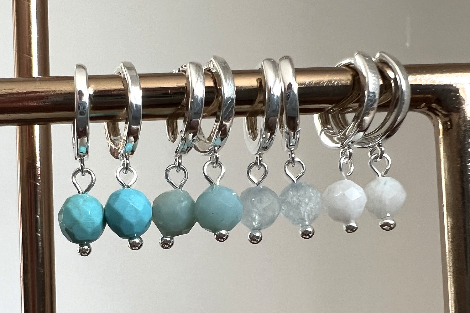 June Birthstone Earrings - Silver & Rainbow Moonstone - Boho Betty